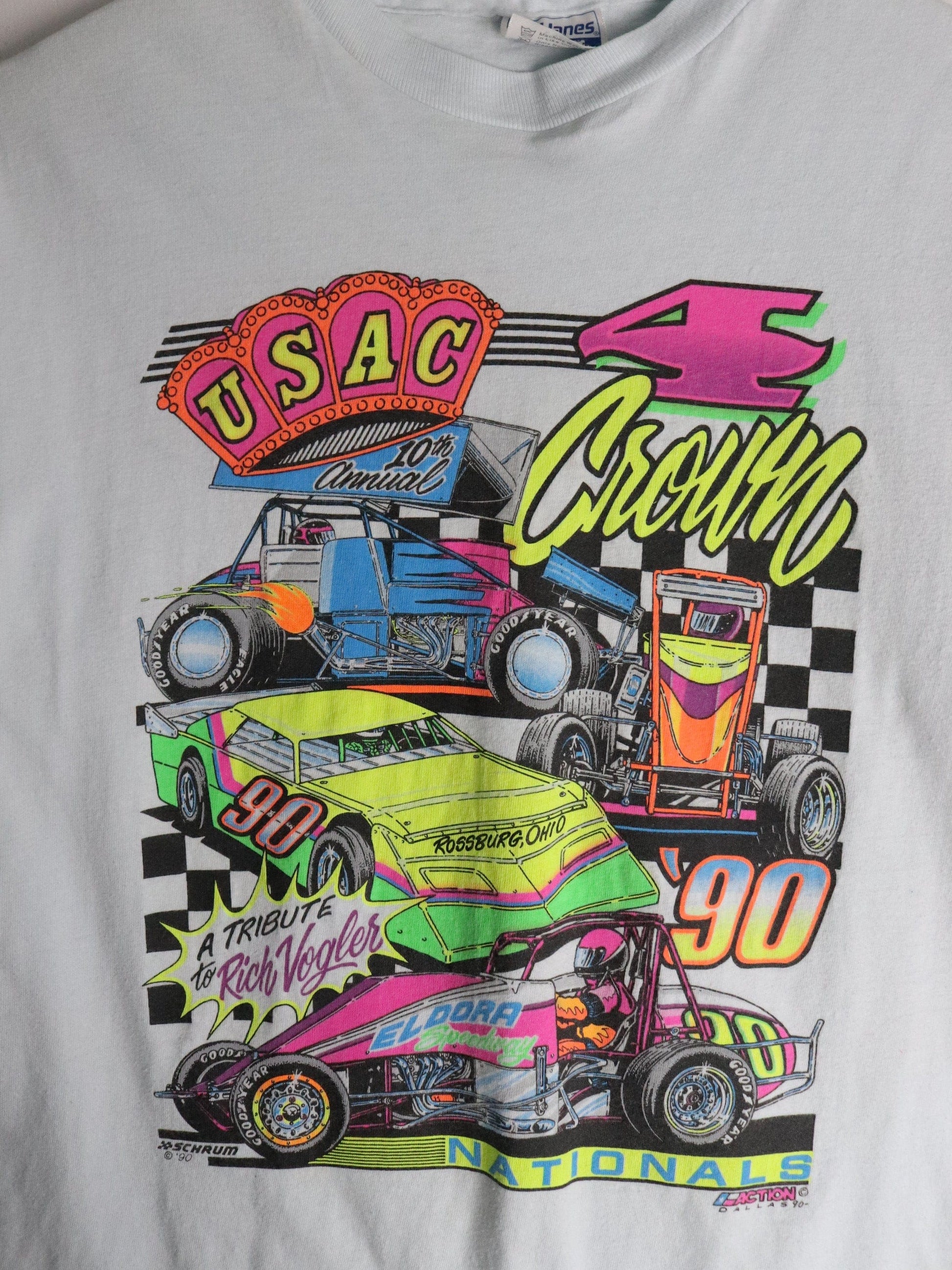 Other T-Shirts & Tank Tops Vintage USAC Dirt Racing T Shirt Fits Mens Small Blue 90s