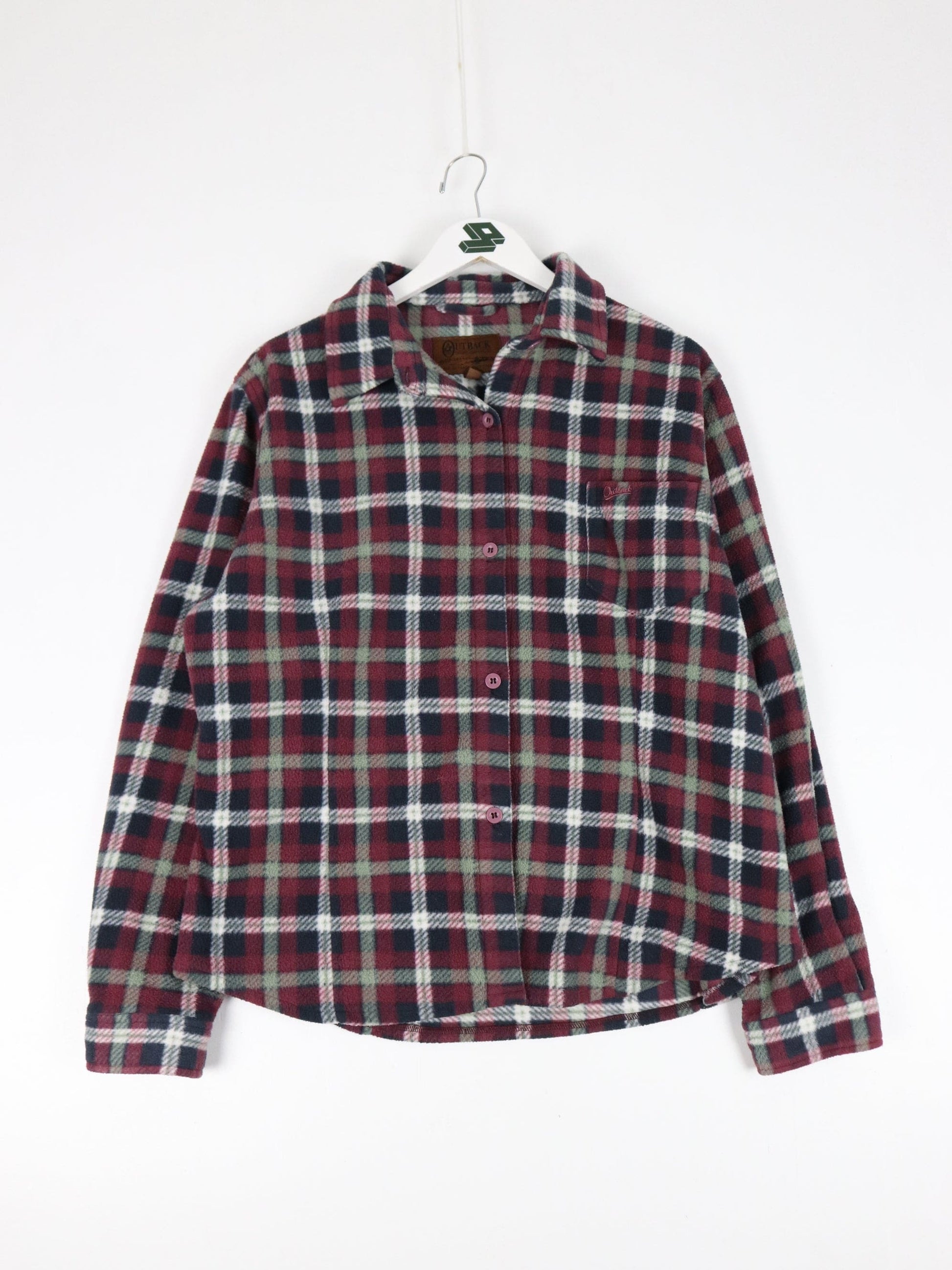 Outback Shirt Womens XL Pink Plaid Fleece Button Up Outdoors from propervintagecanada