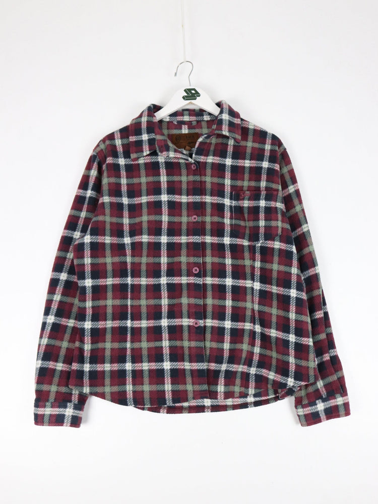 Outback Shirt Womens XL Pink Plaid Fleece Button Up Outdoors from propervintagecanada