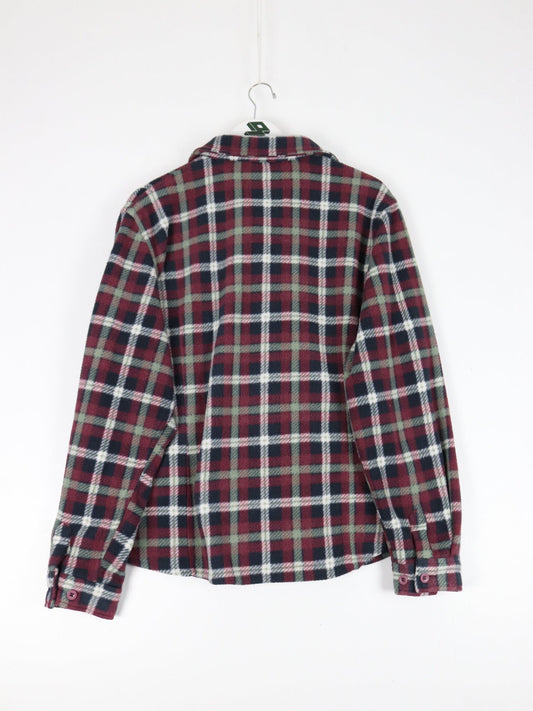 Outback Shirt Womens XL Pink Plaid Fleece Button Up Outdoors