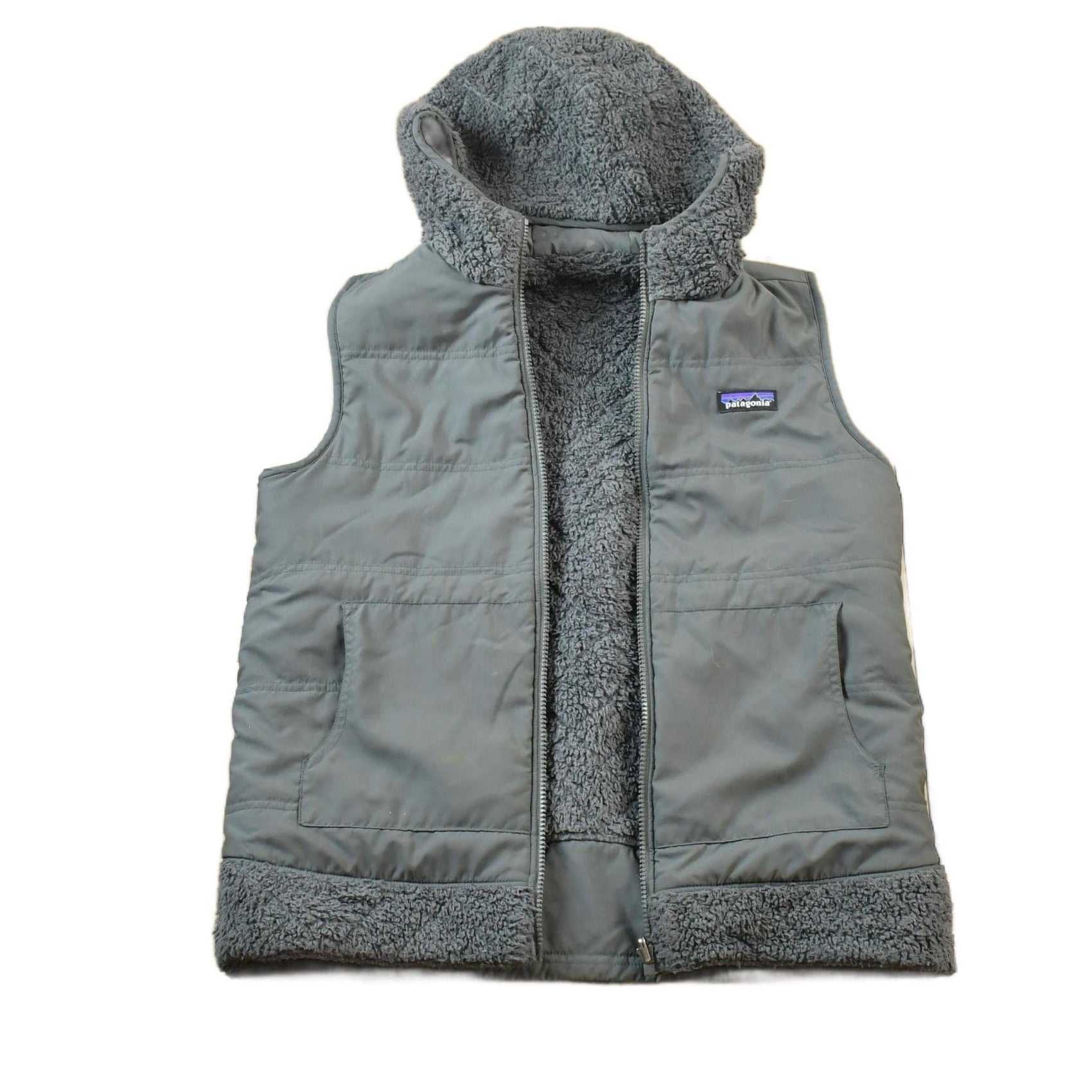 Patagonia Clothing > Gender Neutral Adult Clothing > Hoodies & Sweatshirts > Sweatshirts Vintage 1990s Patagonia Reversible Fleece Hooded Sweater Vest Men's S
