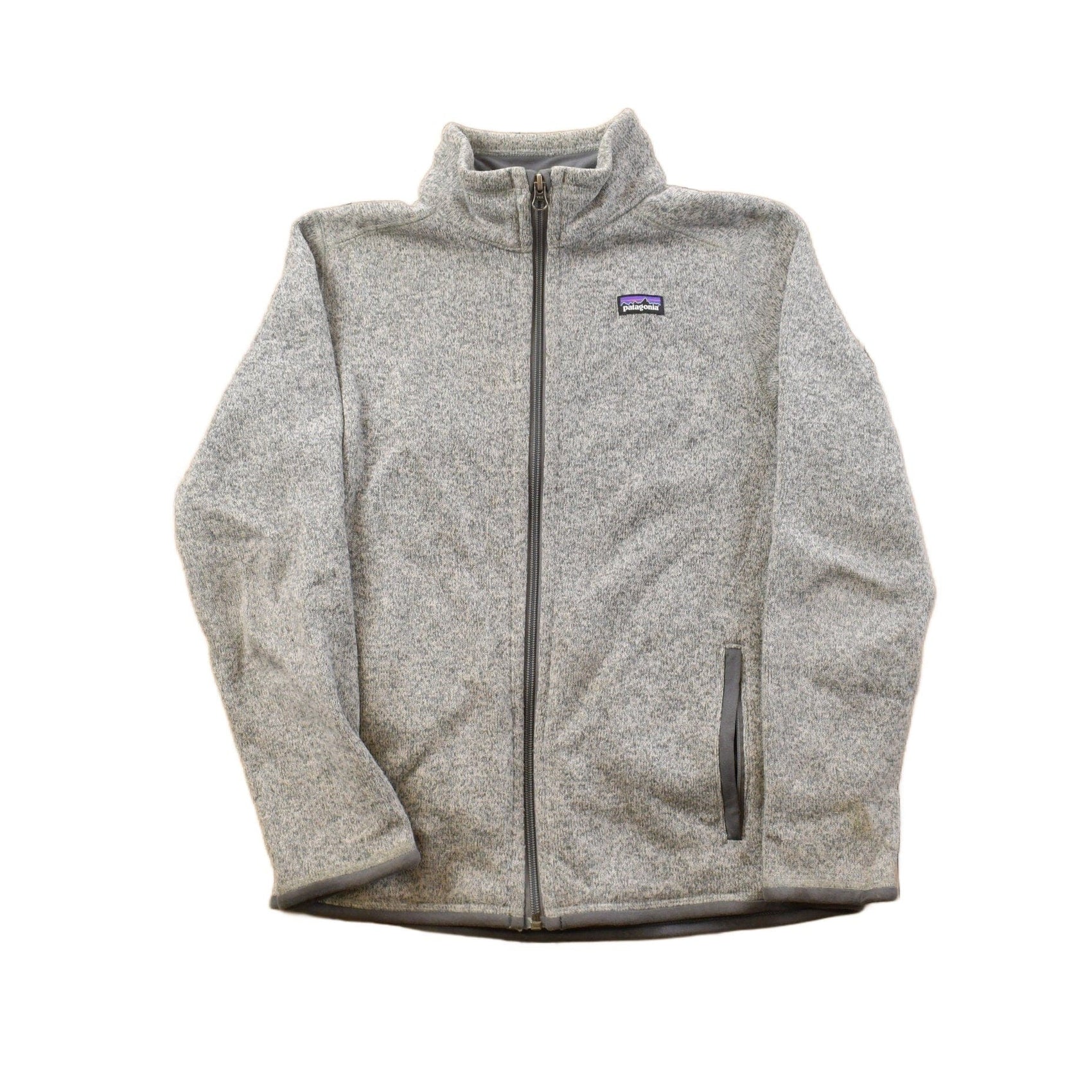 Patagonia Clothing > Gender Neutral Adult Clothing > Hoodies & Sweatshirts > Sweatshirts Vintage 1990s Patagonia Salt and Pepper Zip Up Fleece Sweater Youth M