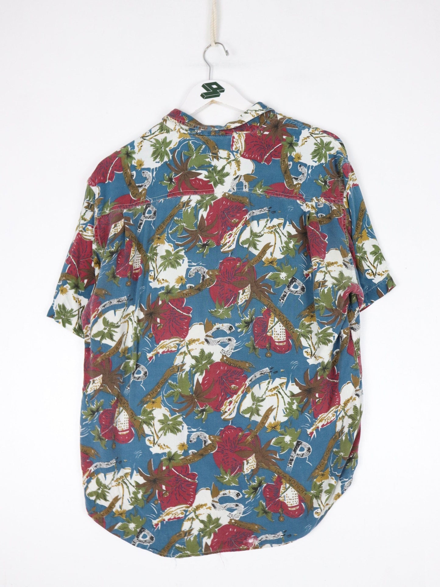 Pause International Wear Shirt Mens Medium Blue Button Up Hawaiian Floral from propervintagecanada