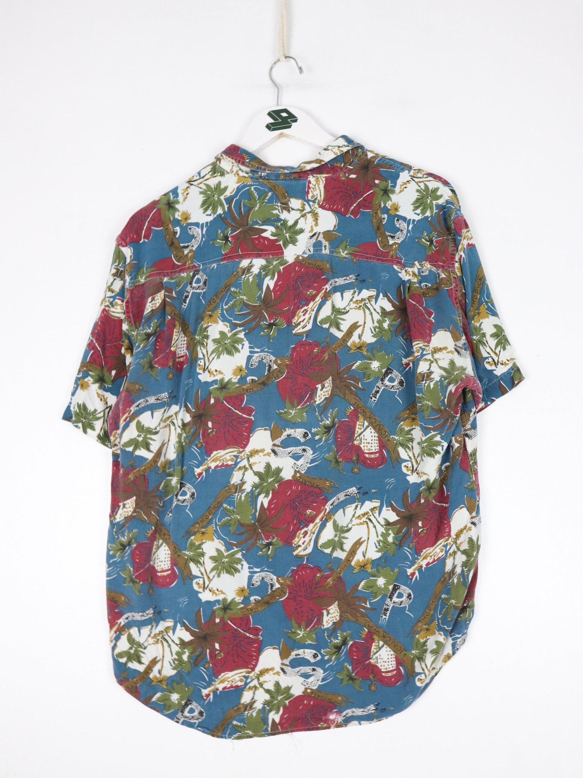 Pause International Wear Shirt Mens Medium Blue Button Up Hawaiian Floral from propervintagecanada
