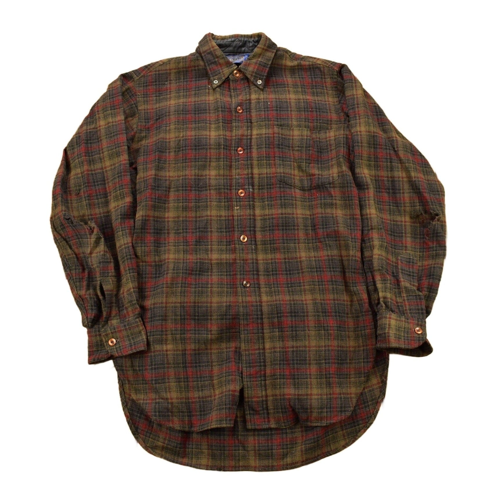 Pendleton Clothing > Men's Clothing > Shirts & Tees > Oxfords & Button Downs Vintage 1950s Pendleton Wool Plaid Flannel Button Up Shirt Women's Large