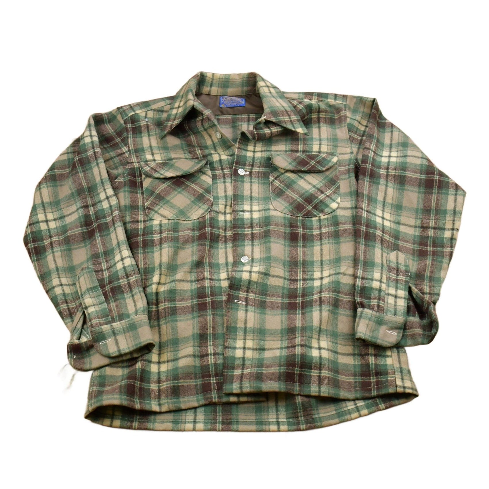 Pendleton Clothing > Men's Clothing > Shirts & Tees > Oxfords & Button Downs Vintage 1960s Pendleton 100% Wool Button Up Shirt Men's Medium