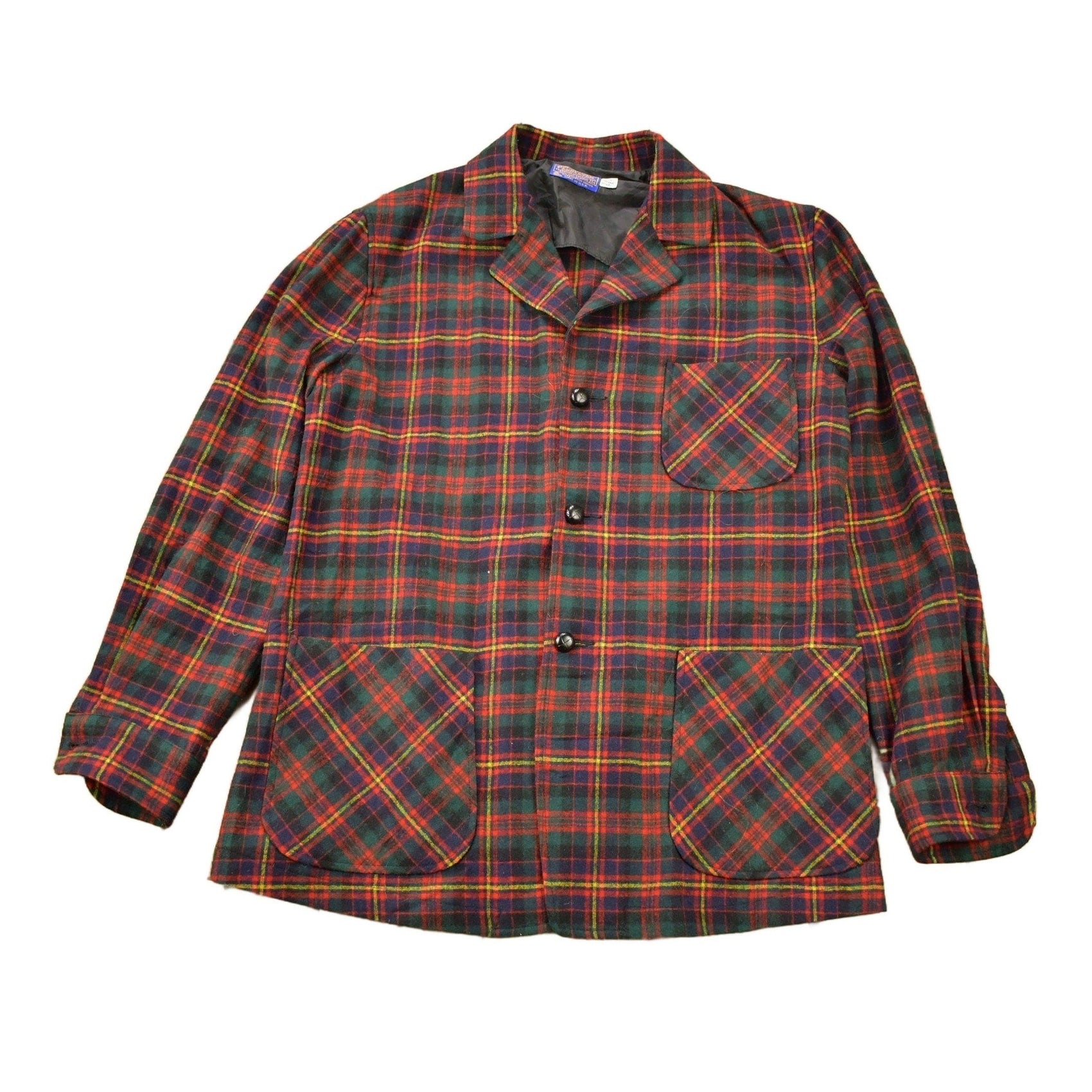 Pendleton Clothing > Men's Clothing > Shirts & Tees > Oxfords & Button Downs Vintage 1970s Pendleton Plaid Button Up Blazer Shirt Men's Medium