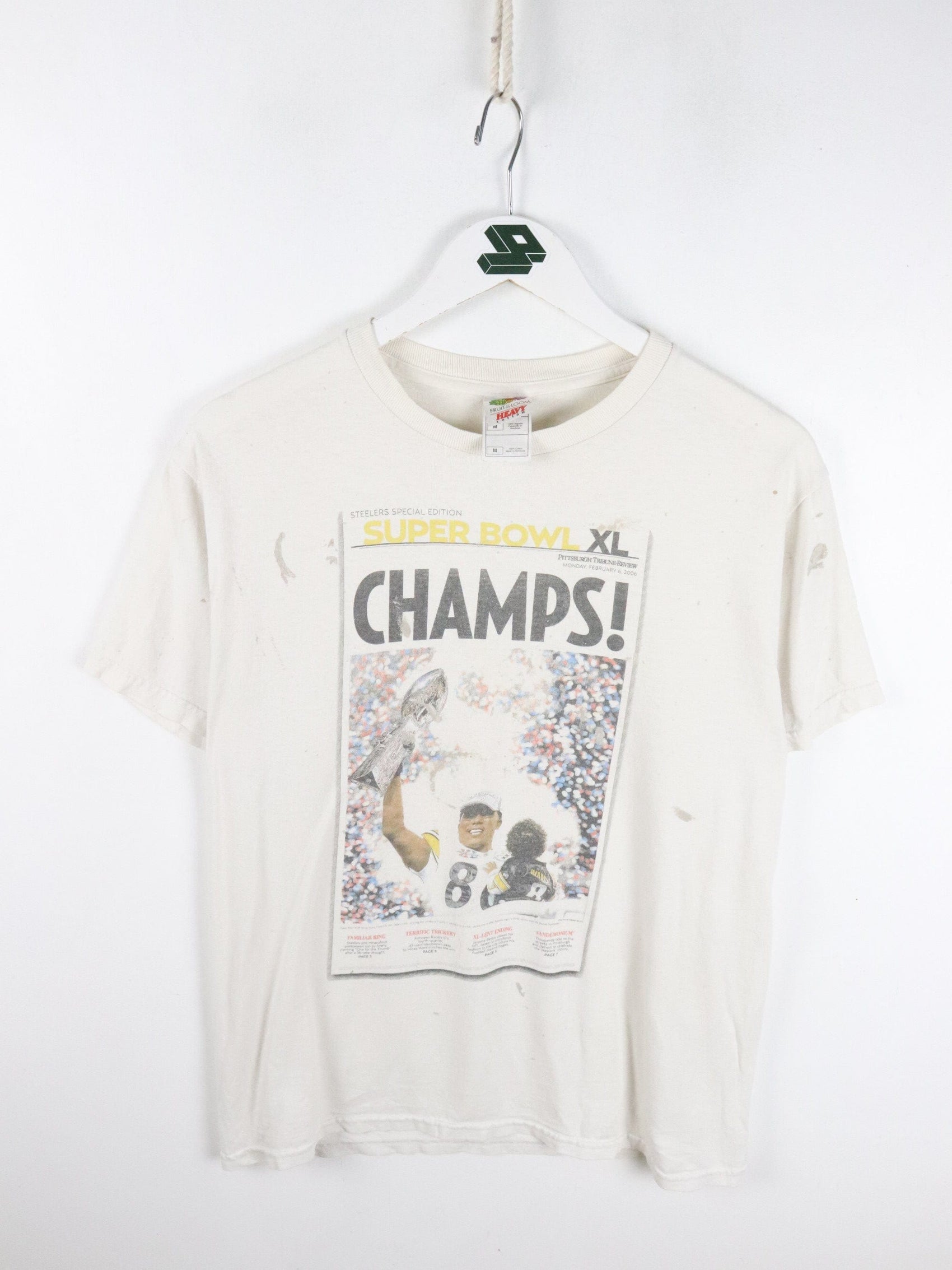 Pittsburgh Steelers T Shirt Mens Medium White