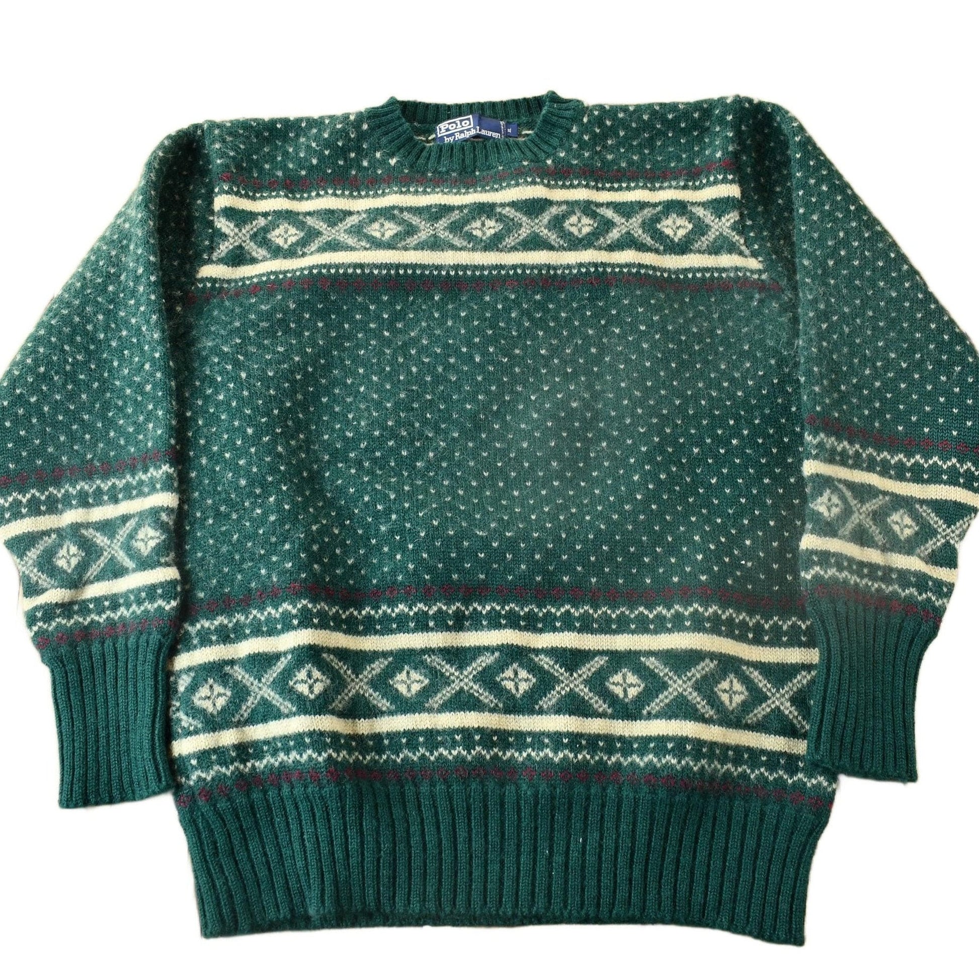 Polo Clothing > Gender Neutral Adult Clothing > Hoodies & Sweatshirts > Sweatshirts Vintage 1980s Polo Ralph Lauren Snowflake Knit Crewneck Sweater Men's S