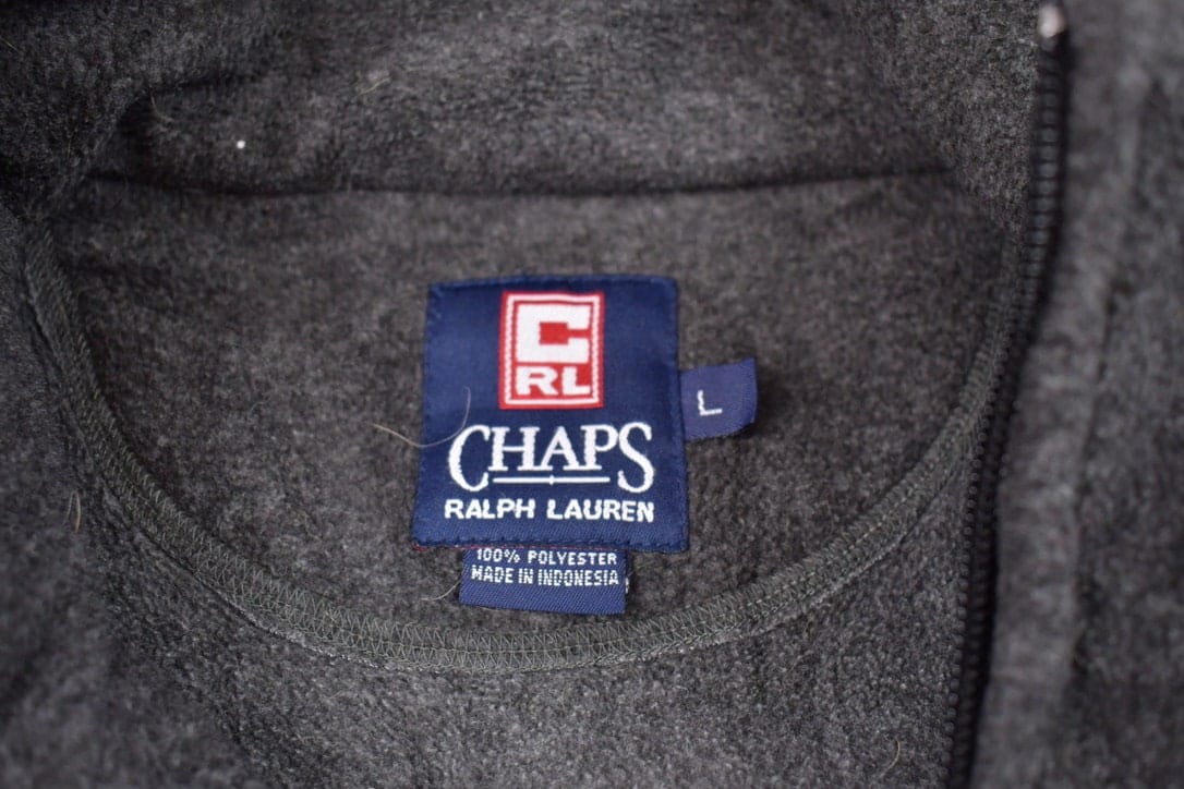 Polo Clothing > Gender Neutral Adult Clothing > Hoodies & Sweatshirts > Sweatshirts Vintage 1990s Chaps Ralph Lauren Fleece Zip Up Sweater Men's Large