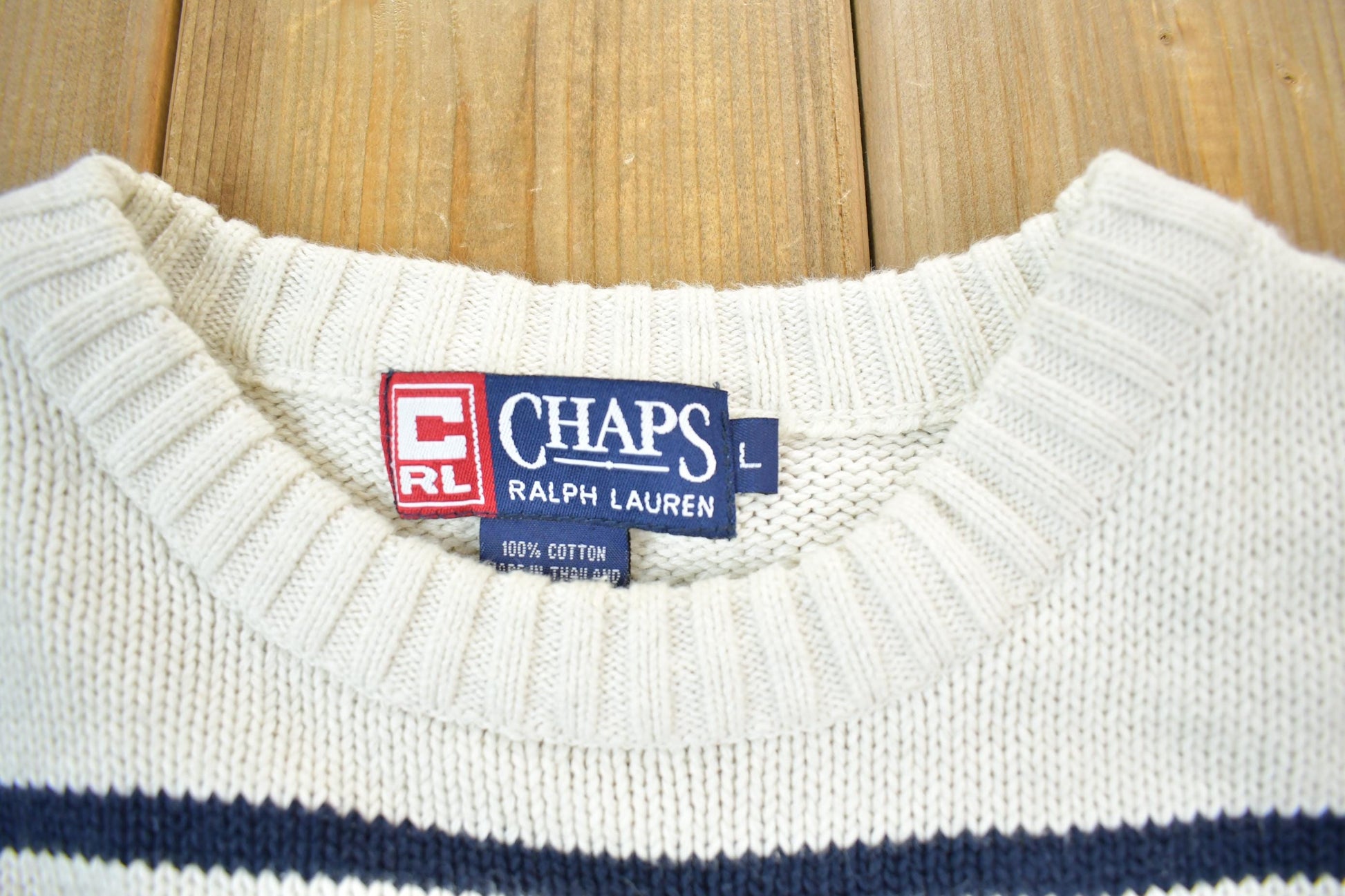 Polo Clothing > Gender Neutral Adult Clothing > Hoodies & Sweatshirts > Sweatshirts Vintage 1990s Chaps Ralph Lauren Knit Crewneck Sweater Men's Large