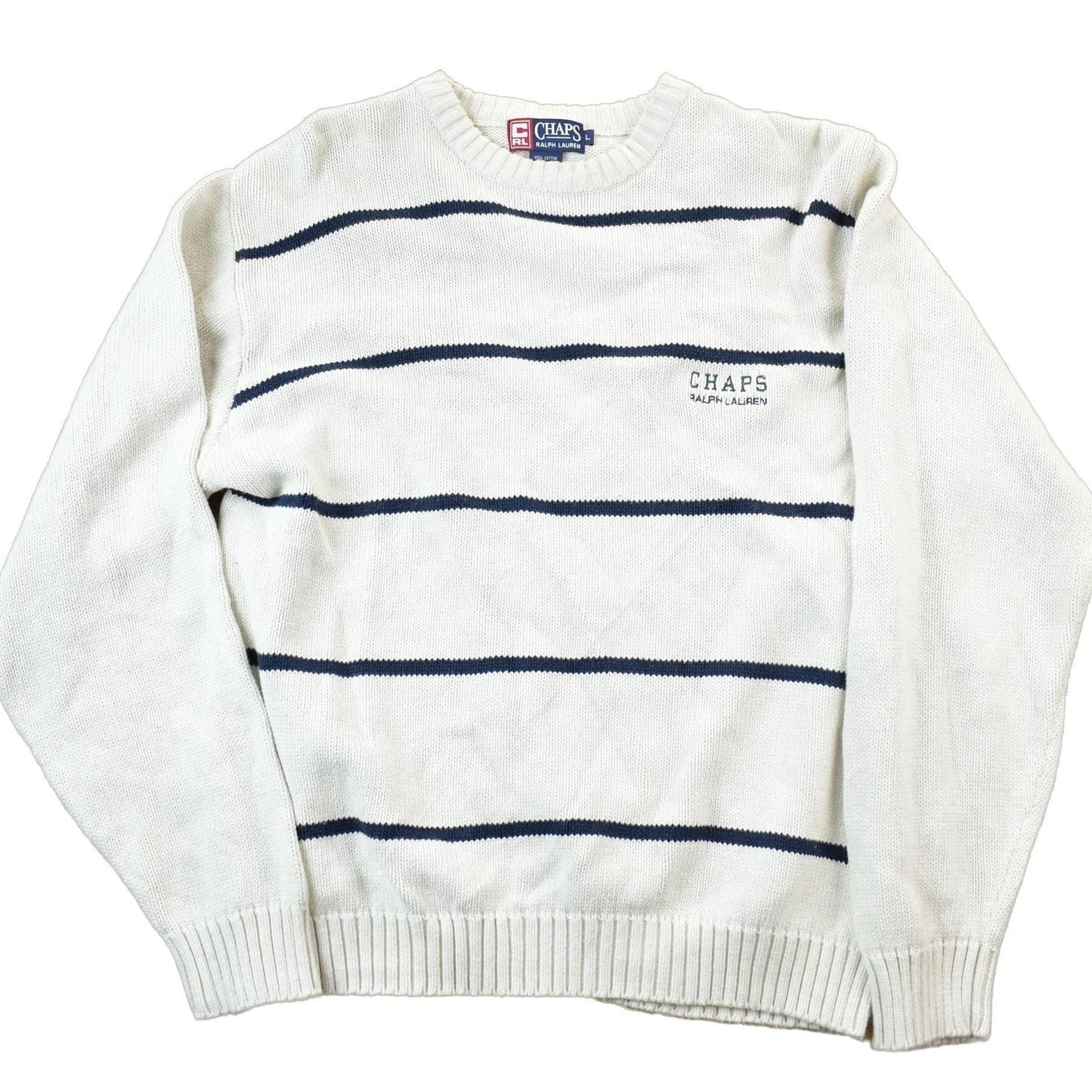 Polo Clothing > Gender Neutral Adult Clothing > Hoodies & Sweatshirts > Sweatshirts Vintage 1990s Chaps Ralph Lauren Knit Crewneck Sweater Men's Large