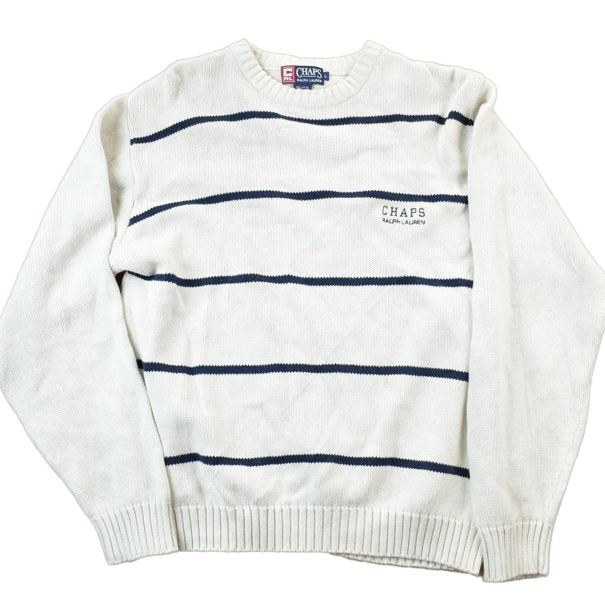 Polo Clothing > Gender Neutral Adult Clothing > Hoodies & Sweatshirts > Sweatshirts Vintage 1990s Chaps Ralph Lauren Knit Crewneck Sweater Men's Large