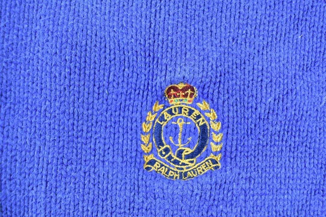 Polo Clothing > Gender Neutral Adult Clothing > Hoodies & Sweatshirts > Sweatshirts Vintage 1990s Lauren Cable Knit Mockneck Sweater Men's Large