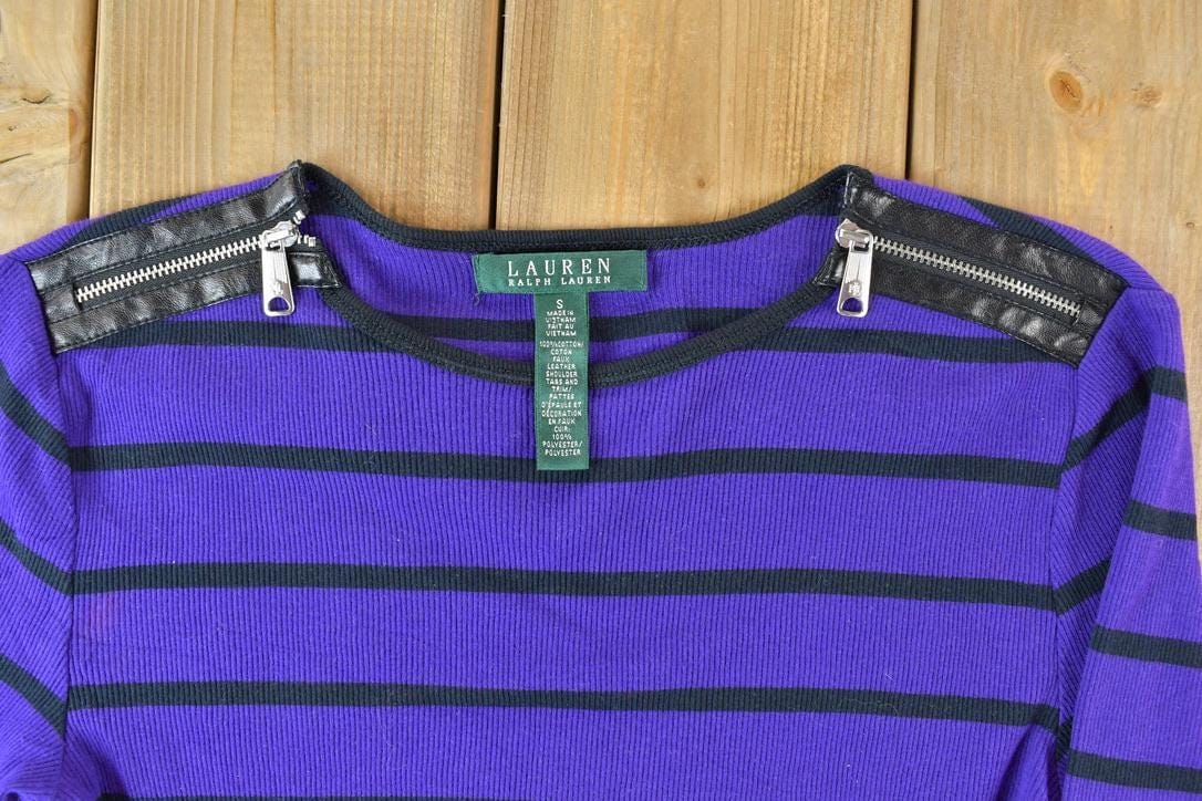 Polo Clothing > Gender Neutral Adult Clothing > Hoodies & Sweatshirts > Sweatshirts Vintage 1990s Lauren Ralph Lauren Knit Zipper Crewneck Sweater Women's XS