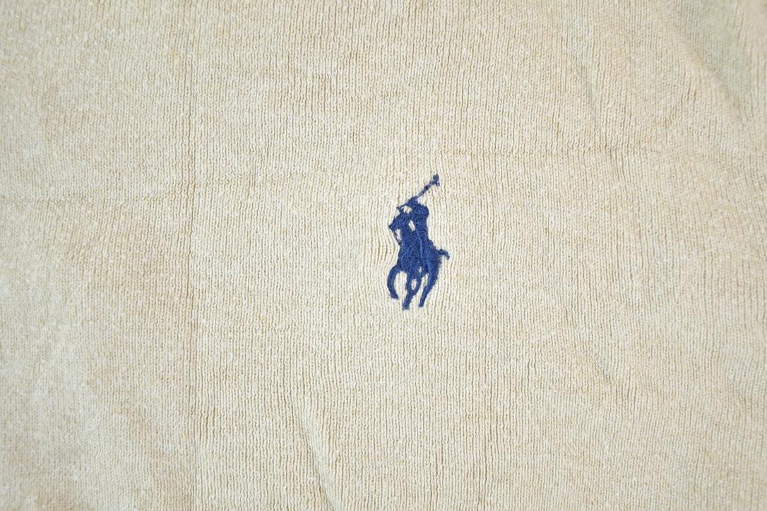 Polo Clothing > Gender Neutral Adult Clothing > Hoodies & Sweatshirts > Sweatshirts Vintage 1990s Polo By Ralph Lauren 100% Pima Cotton Knit Tan Crewneck Sweater Men's XL