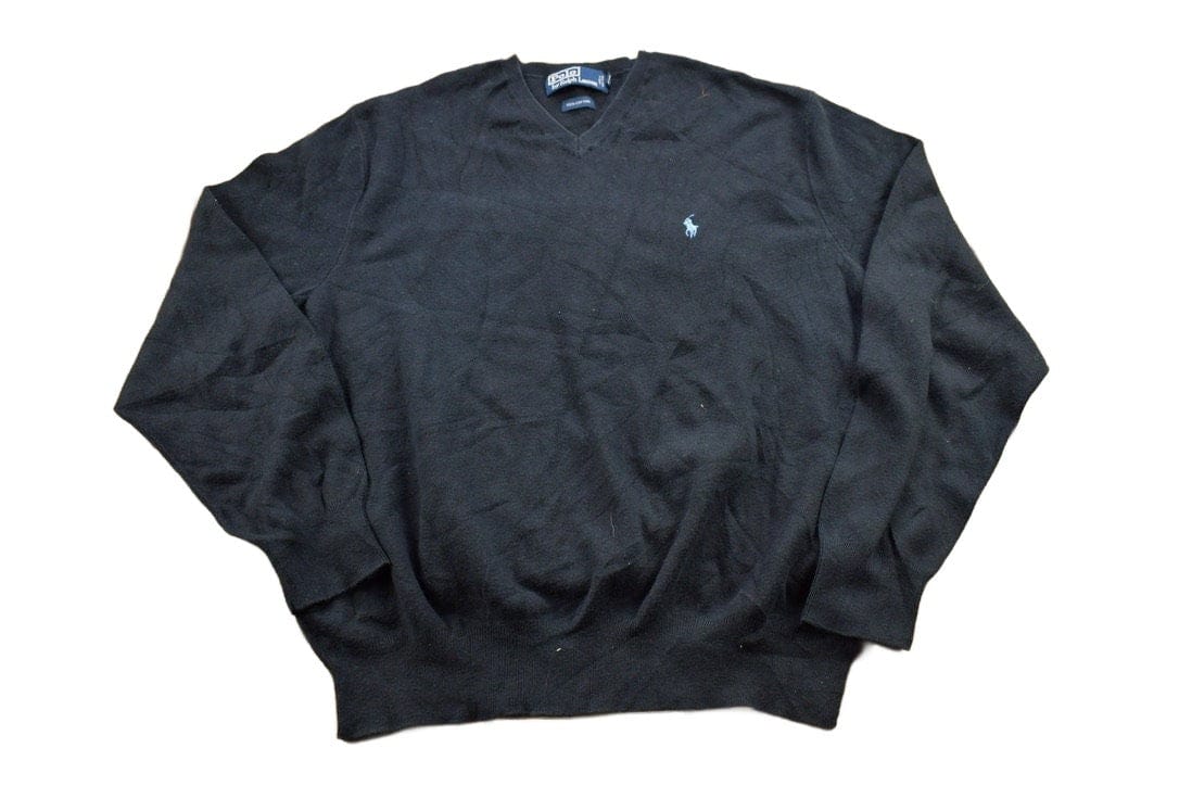 Polo Clothing > Gender Neutral Adult Clothing > Hoodies & Sweatshirts > Sweatshirts Vintage 1990s Polo Ralph Lauren Blank V-Neck Sweatshirt Men's Medium