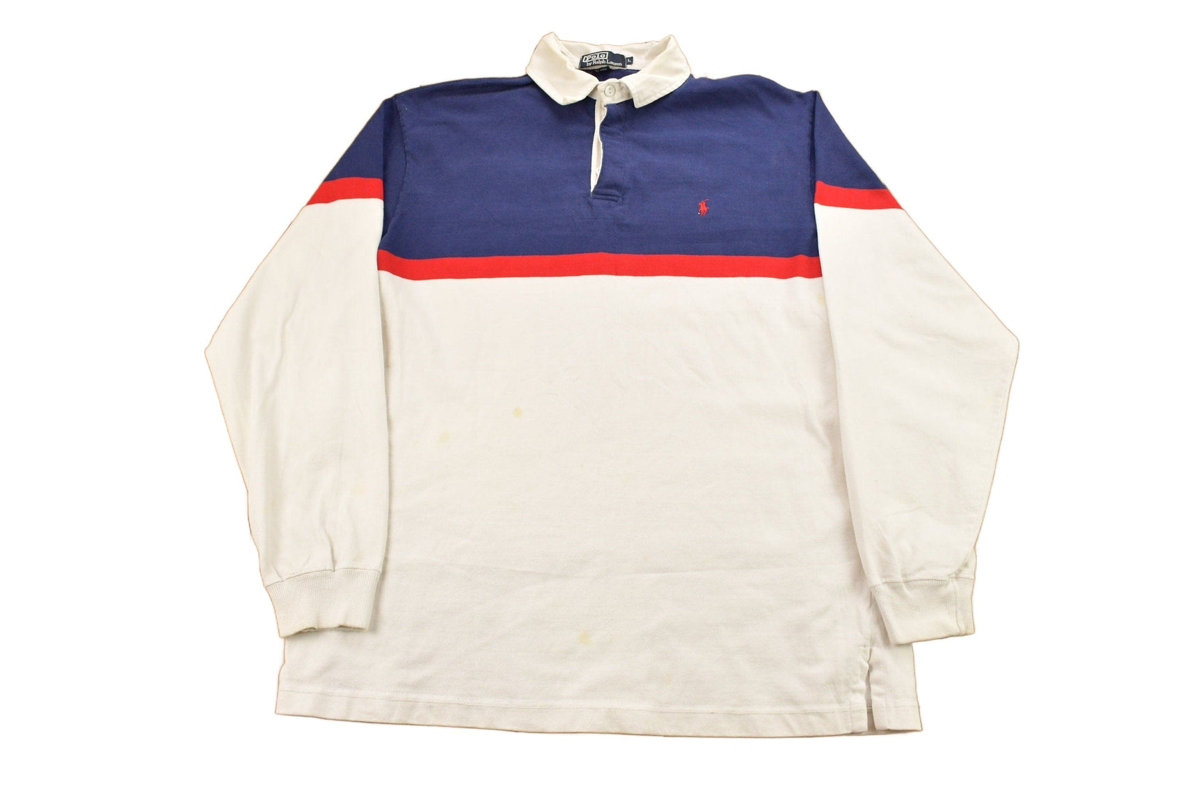 Polo Clothing > Gender Neutral Adult Clothing > Hoodies & Sweatshirts > Sweatshirts Vintage 1990s Polo Ralph Lauren Color Block Rugby Sweatshirt Men's XL
