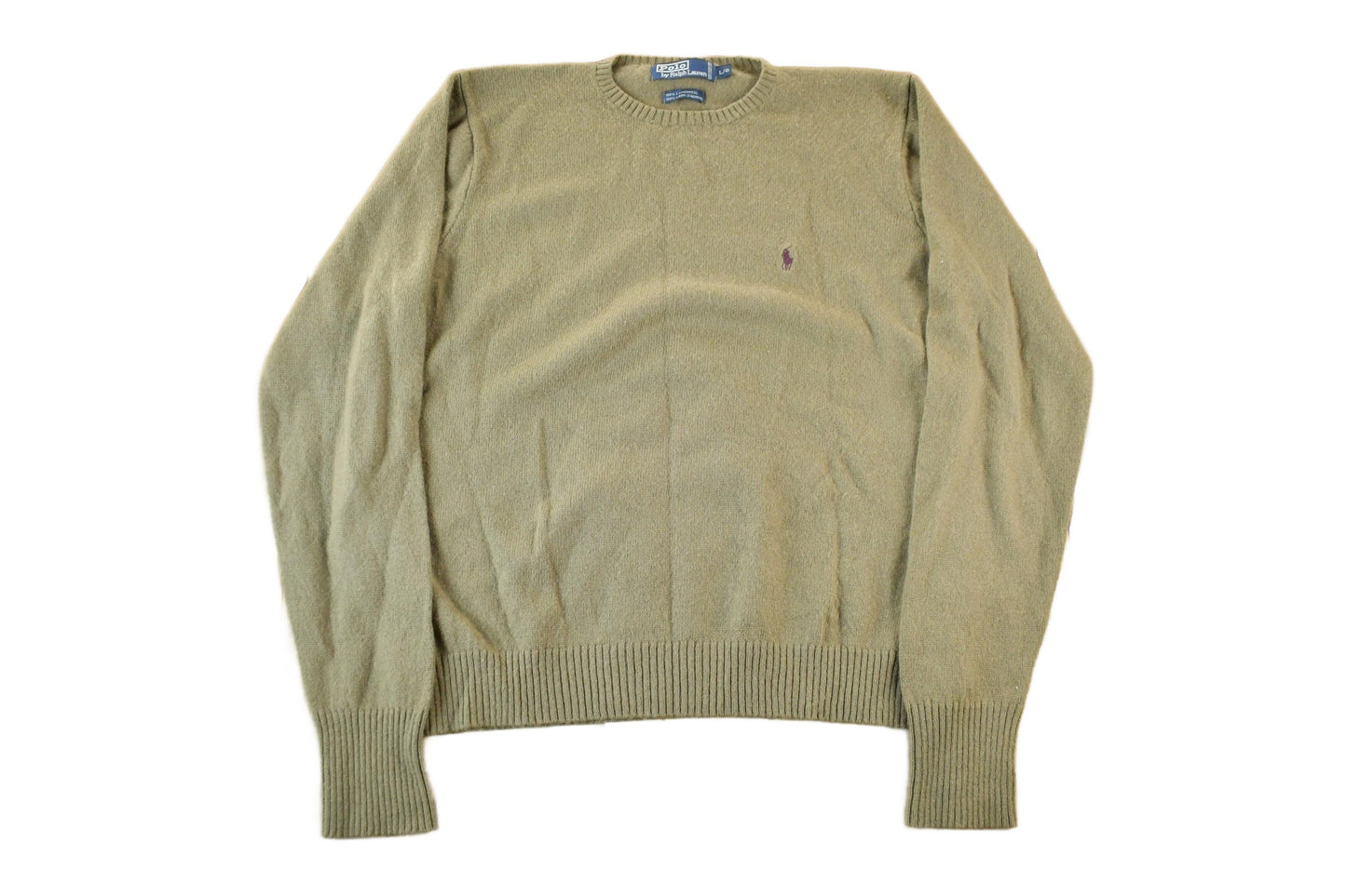 Polo Clothing > Gender Neutral Adult Clothing > Hoodies & Sweatshirts > Sweatshirts Vintage 1990s Polo Ralph Lauren Lambswool Knit Crewneck Sweater Men's Large