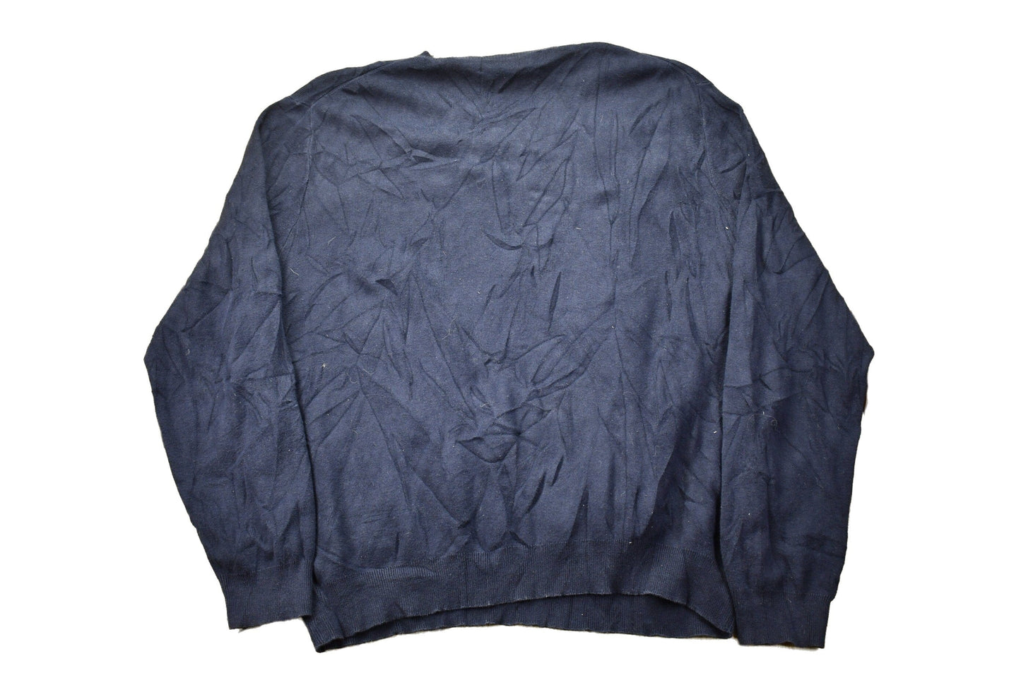 Polo Clothing > Gender Neutral Adult Clothing > Hoodies & Sweatshirts > Sweatshirts Vintage 1990s Polo Ralph Lauren Navy Blue V-neck Knit Sweatshirt Men's Medium