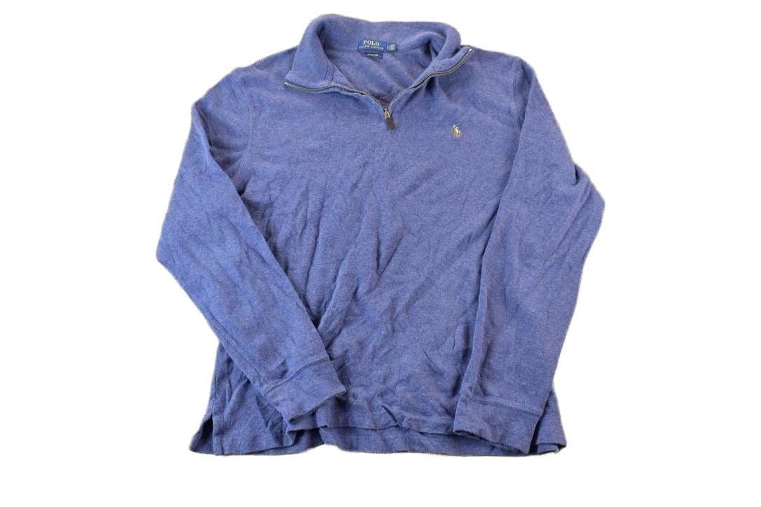 Polo Clothing > Gender Neutral Adult Clothing > Hoodies & Sweatshirts > Sweatshirts Vintage 1990s Polo Ralph Lauren Quarter Zip Sweatshirt Made In USA Men's Large