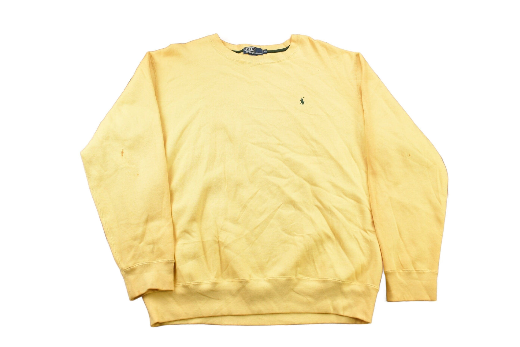 Polo Clothing > Gender Neutral Adult Clothing > Hoodies & Sweatshirts > Sweatshirts Vintage 1990s Polo Ralph Lauren Yellow Crewneck Sweatshirt Men's XL