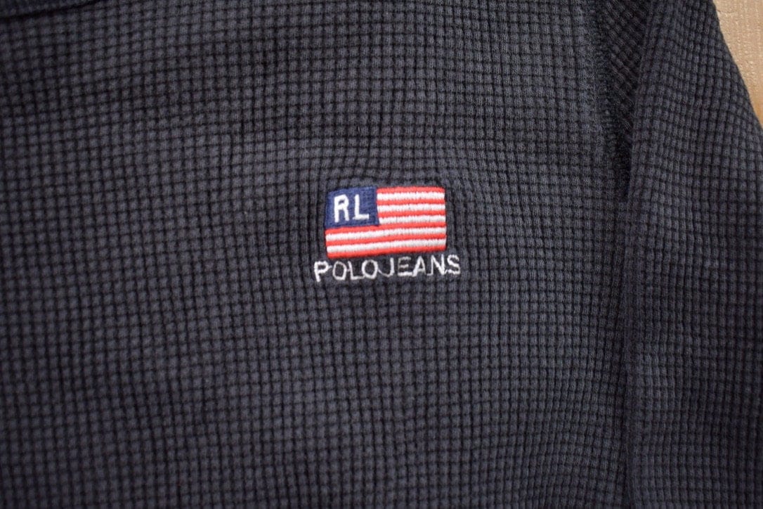 Polo Clothing > Gender Neutral Adult Clothing > Hoodies & Sweatshirts > Sweatshirts Vintage 1990s Ralph Lauren Polo Jeans Blank Thermal Crewneck Sweatshirt Men's 2XS