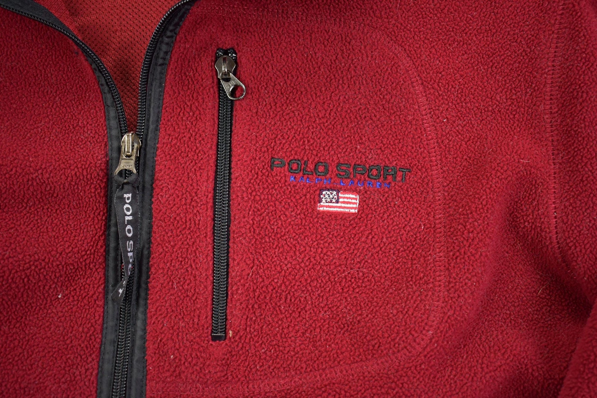 Polo Clothing > Gender Neutral Adult Clothing > Hoodies & Sweatshirts > Sweatshirts Vintage 1990s Ralph Lauren Polo Sport Zip Up Fleece Sweater Men's M-L