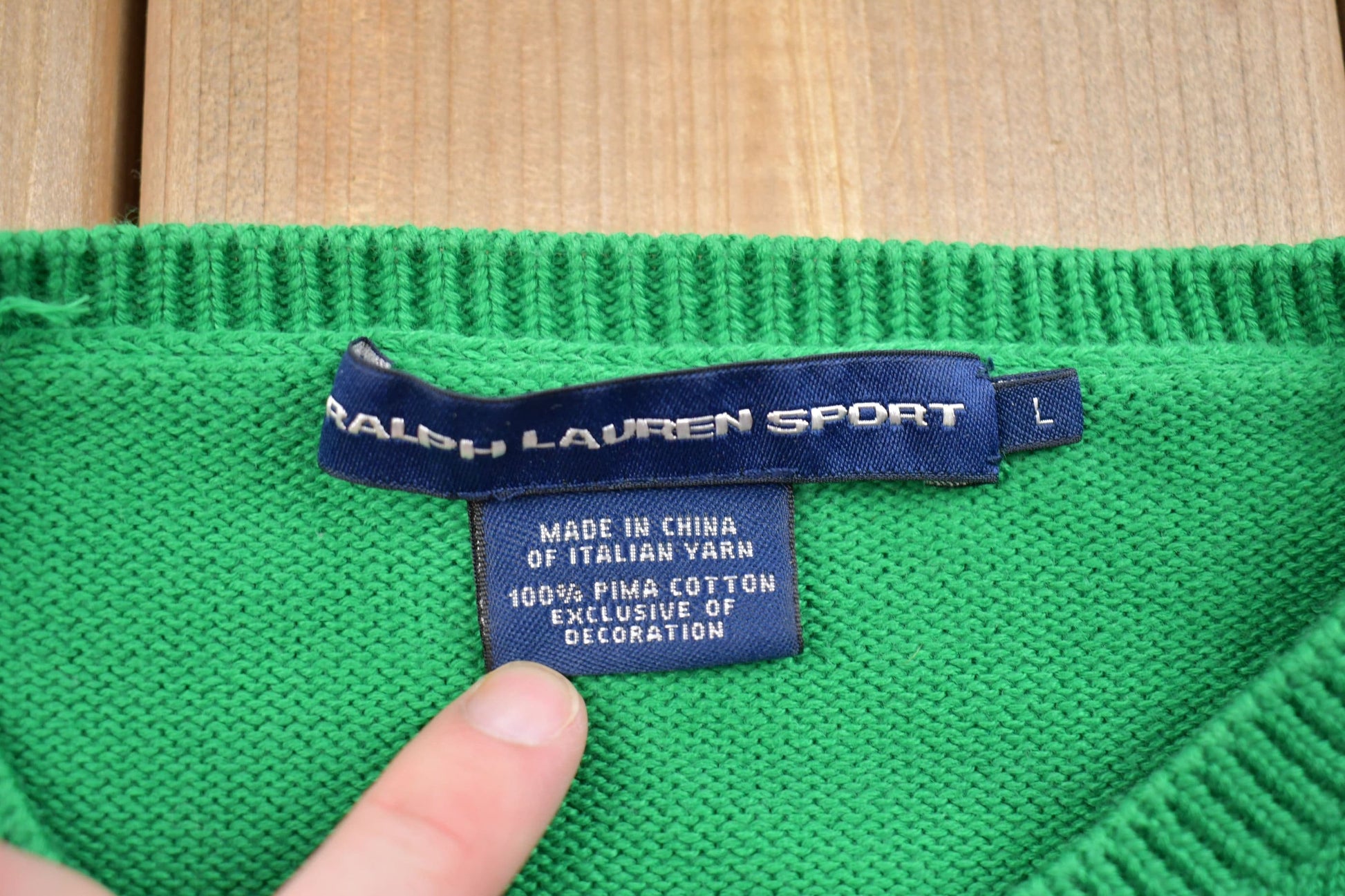 Polo Clothing > Gender Neutral Adult Clothing > Hoodies & Sweatshirts > Sweatshirts Vintage 1990s Ralph Lauren Sport Knitted Crewneck Sweater Men's 2XS