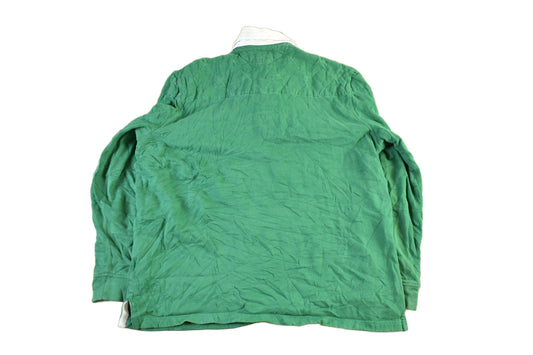 Polo Clothing > Gender Neutral Adult Clothing > Hoodies & Sweatshirts > Sweatshirts Vintage 90s Polo Ralph Lauren Green Rugby Shirt Men's XL