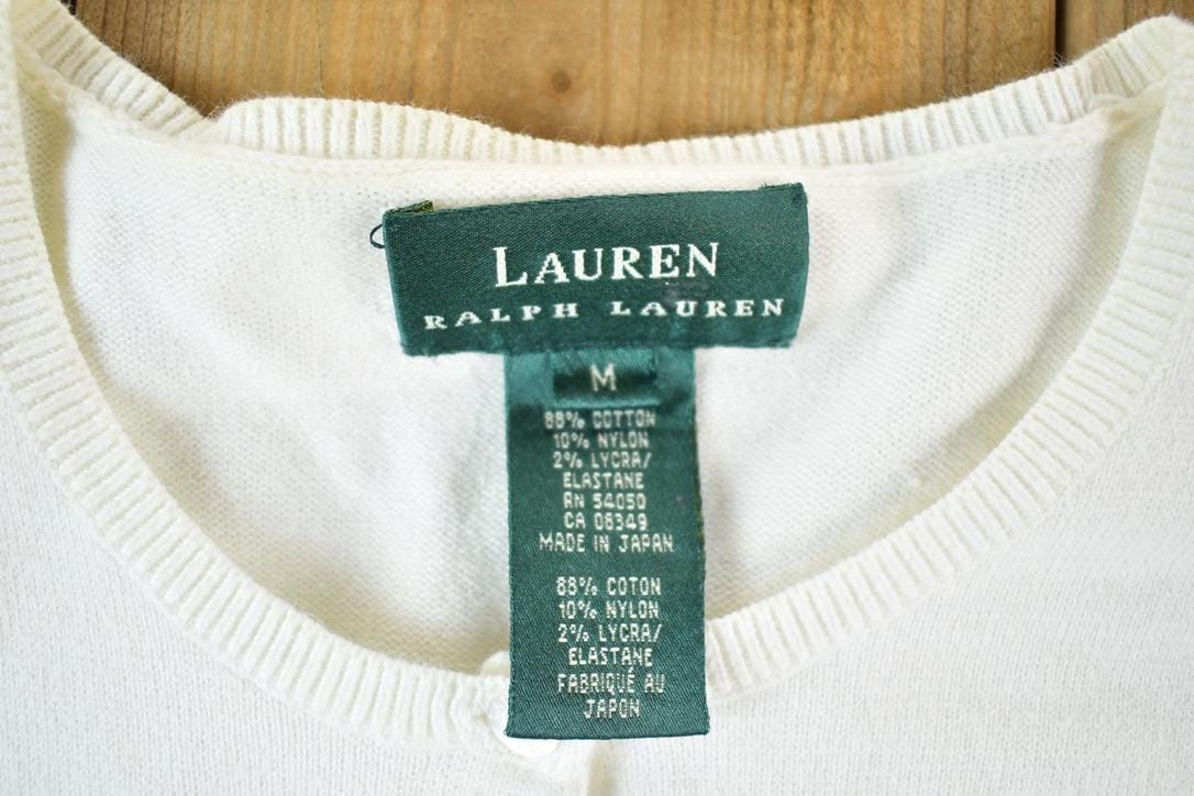 Polo Clothing > Gender Neutral Adult Clothing > Hoodies & Sweatshirts > Sweatshirts Vintage Lauren Ralph Lauren Cardigan: Embroidered Button Up Sweater Womens M