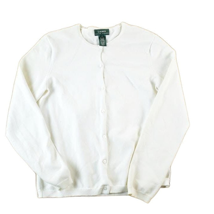 Polo Clothing > Gender Neutral Adult Clothing > Hoodies & Sweatshirts > Sweatshirts Vintage Lauren Ralph Lauren Cardigan: Embroidered Button Up Sweater Womens M