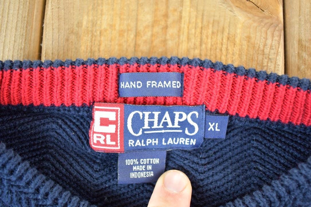 Polo Clothing > Gender Neutral Adult Clothing > Hoodies & Sweatshirts Vintage 1990s Chaps Ralph Lauren Knit Crewneck Sweater Mens M