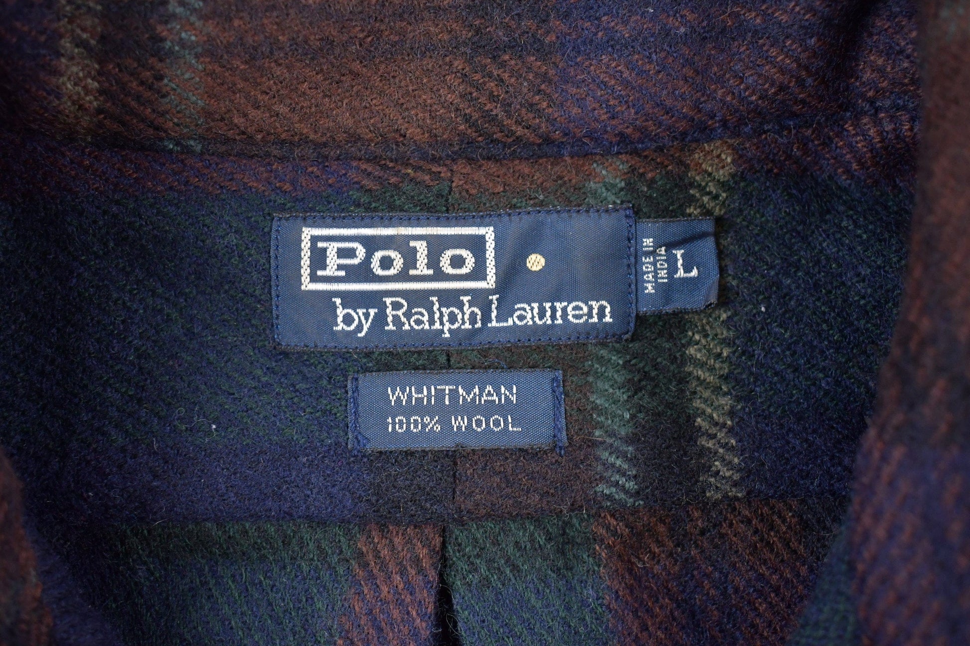 Polo Clothing > Men's Clothing > Shirts & Tees > Oxfords & Button Downs Vintage 1990s 100% Wool Polo Ralph Lauren Plaid Button Up Shirt Men's Large