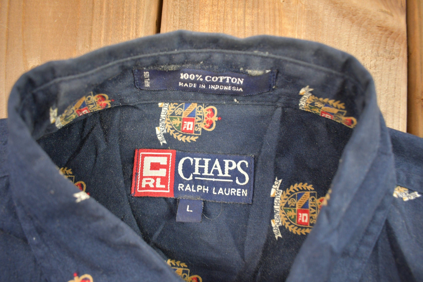 Polo Clothing > Men's Clothing > Shirts & Tees > Oxfords & Button Downs Vintage 1990s Chaps Ralph Lauren All Over Print Button Up Shirt Men's XL