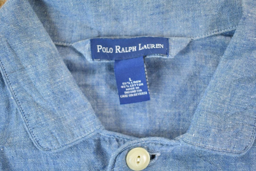Polo Clothing > Men's Clothing > Shirts & Tees > Oxfords & Button Downs Vintage 1990s Polo Ralph Lauren Denim Yachting Button Up Western Style Shirt Men's Large