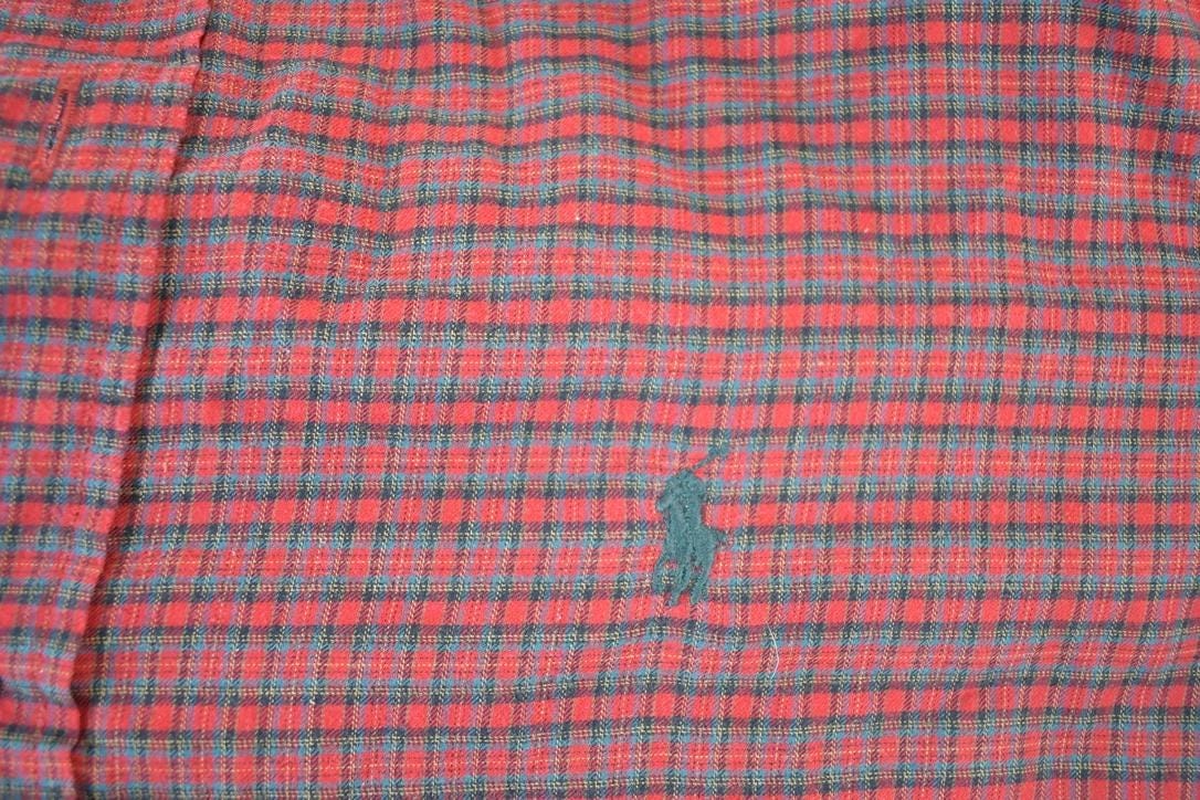 Polo Clothing > Men's Clothing > Shirts & Tees > Oxfords & Button Downs Vintage 1990s Ralph Lauren Plaid Button Up Western Style Shirt Men's Medium