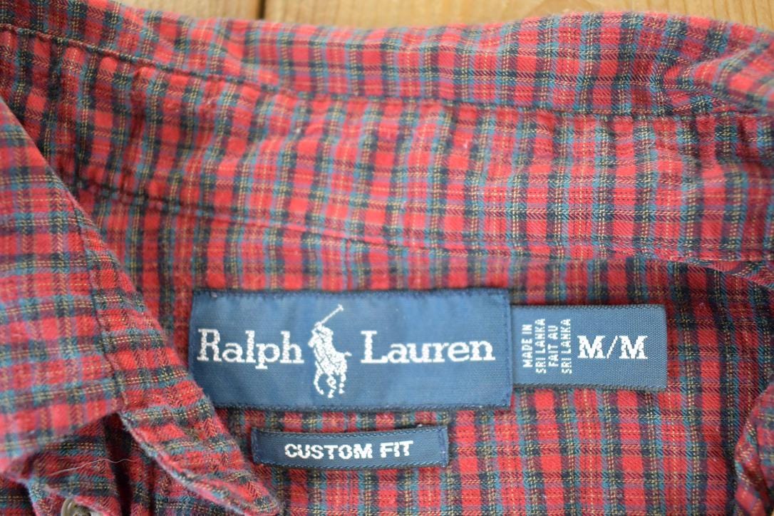 Polo Clothing > Men's Clothing > Shirts & Tees > Oxfords & Button Downs Vintage 1990s Ralph Lauren Plaid Button Up Western Style Shirt Men's Medium
