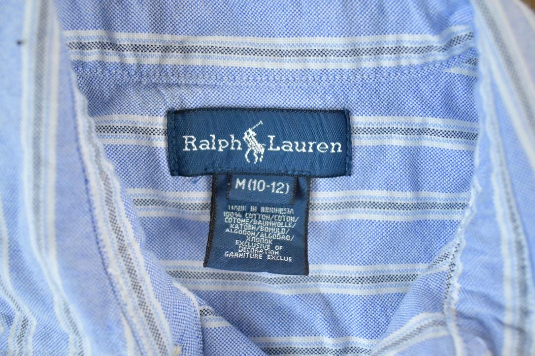 Polo Clothing > Men's Clothing > Shirts & Tees > Oxfords & Button Downs Vintage 1990s Ralph Lauren Yarmouth Button Up Shirt Youth M
