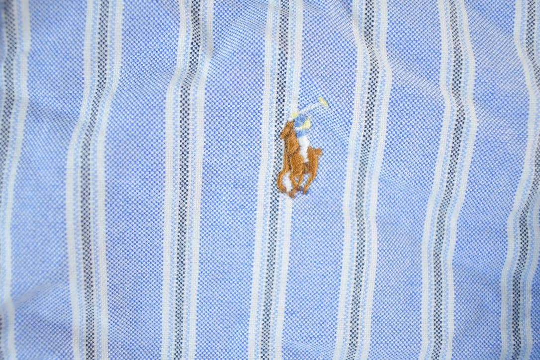 Polo Clothing > Men's Clothing > Shirts & Tees > Oxfords & Button Downs Vintage 1990s Ralph Lauren Yarmouth Button Up Shirt Youth M