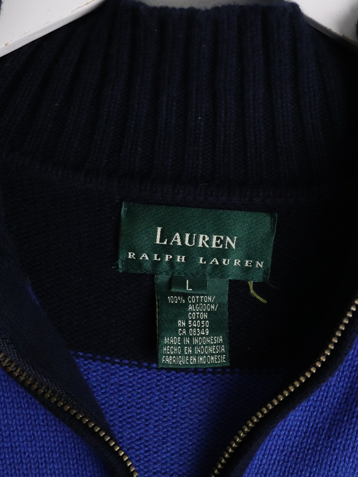 Polo Knitwear Lauren Ralph Lauren Sweater Womens Large Blue Knit Quarter Zip