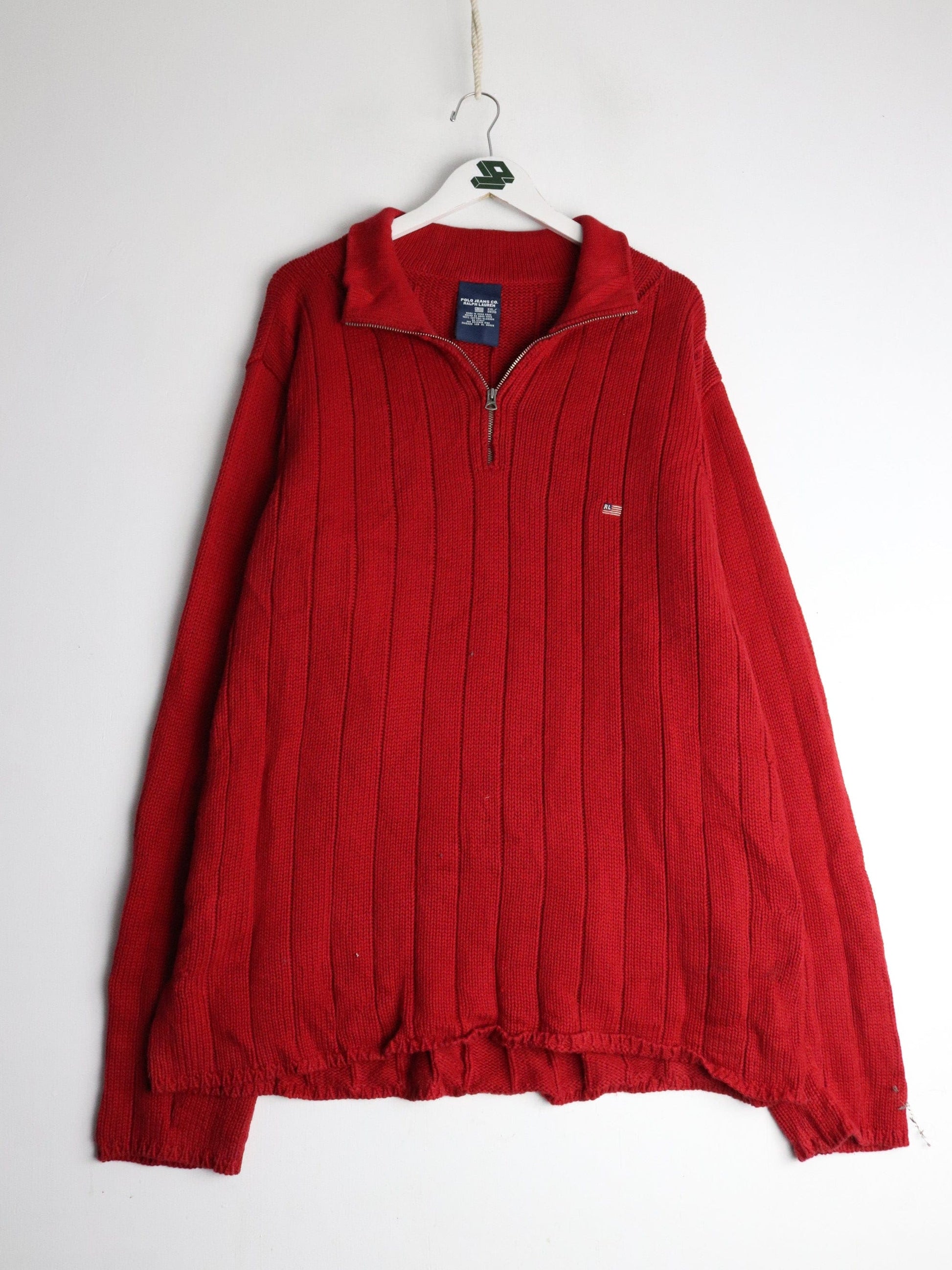 Polo Knitwear Vintage Polo Jeans Co Ralph Lauren Sweater Mens 2XL Red Knit