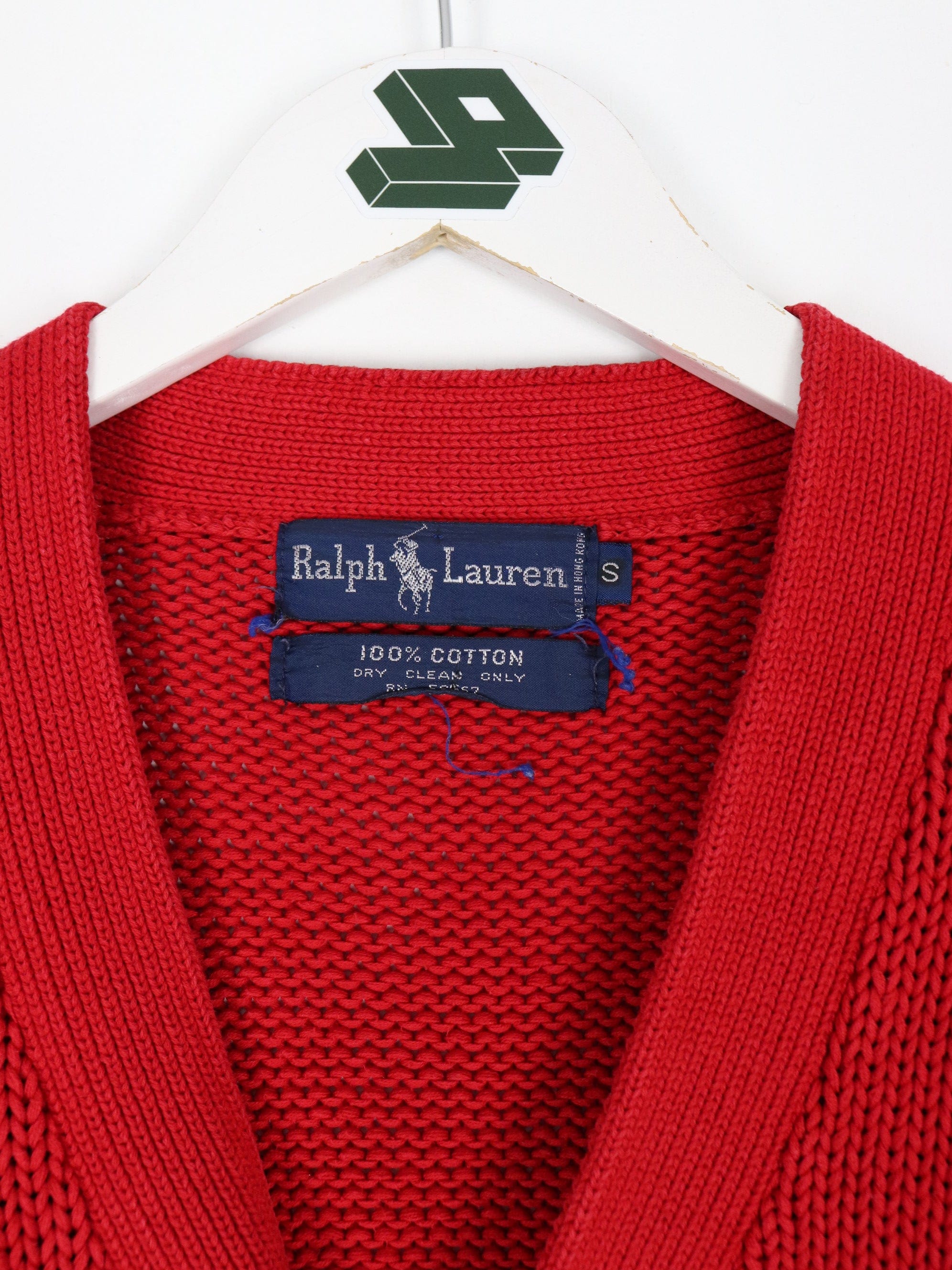 Vintage Polo Ralph Lauren Sweater Mens Small Red Knit Cardigan 90s