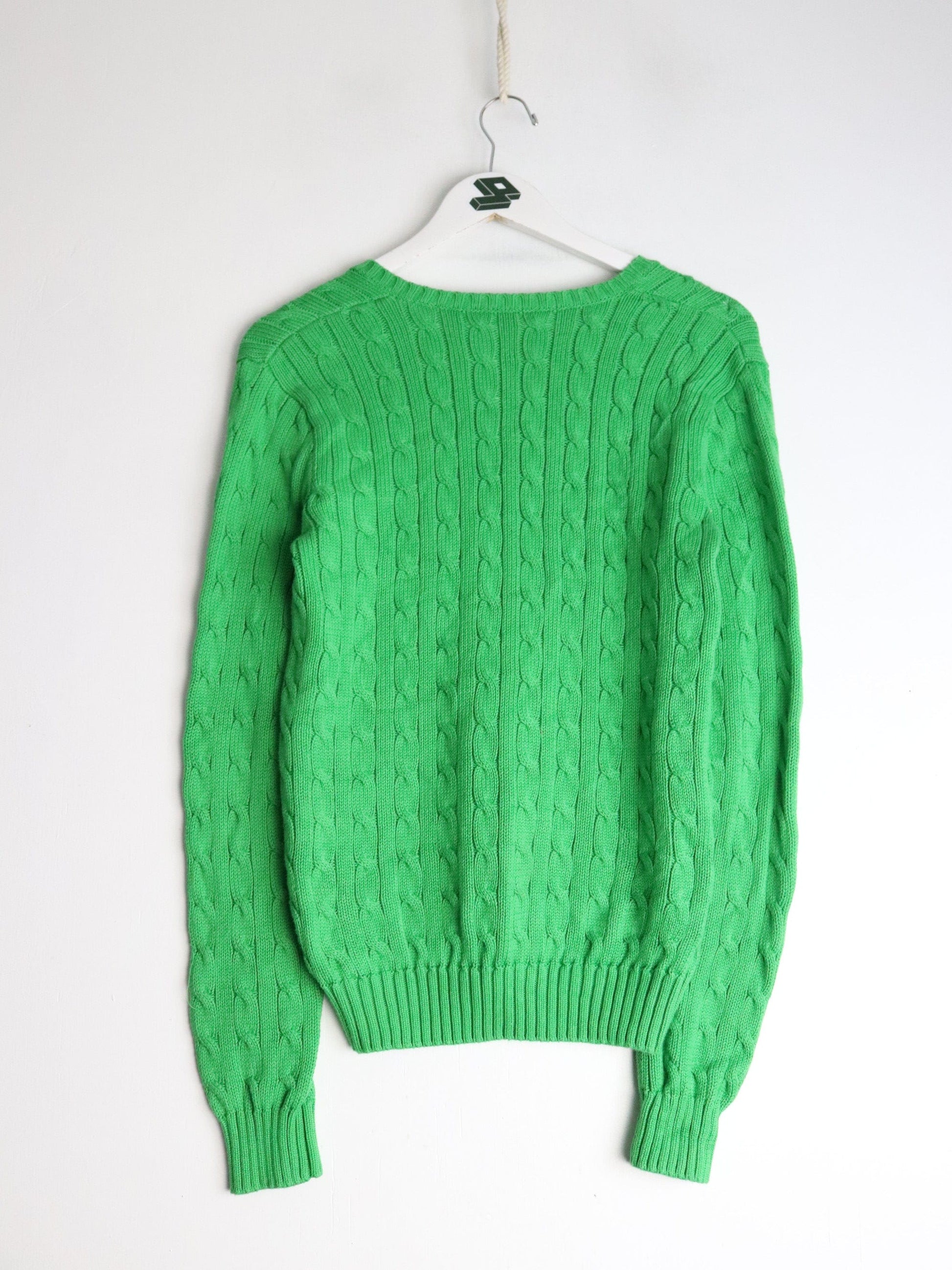 Polo Ralph Lauren Sweater Youth M/L Green Cable Knit from propervintagecanada