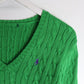 Polo Ralph Lauren Sweater Youth M/L Green Cable Knit from propervintagecanada