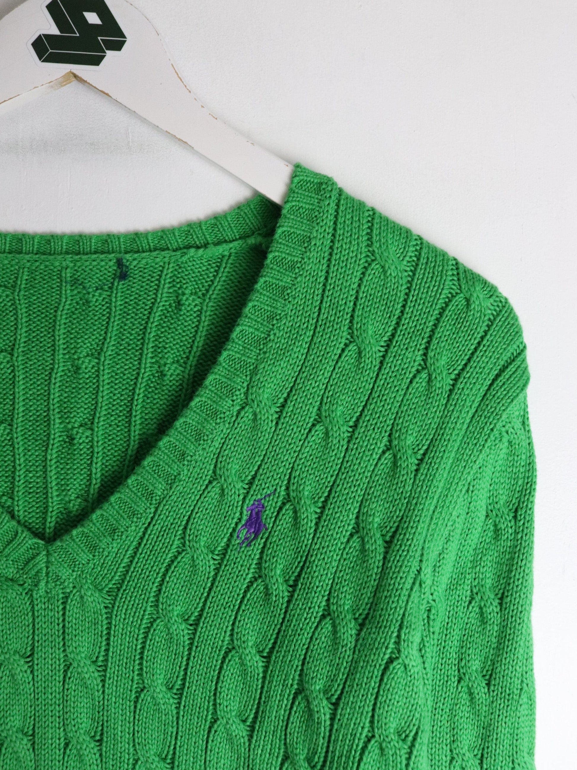 Polo Ralph Lauren Sweater Youth M/L Green Cable Knit from propervintagecanada