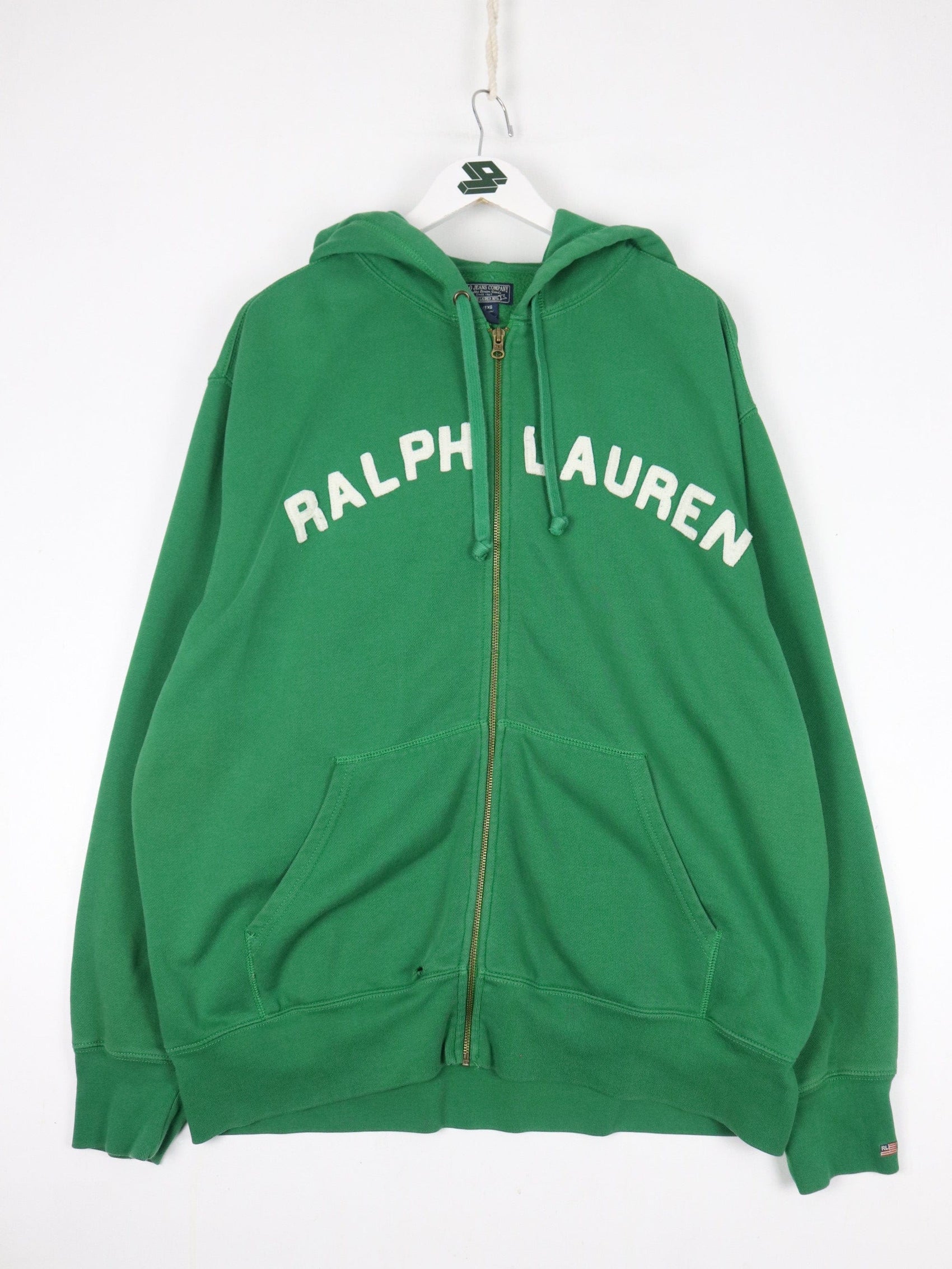 Polo Sweatshirts & Hoodies Vintage Polo Jeans Co Ralph Lauren Sweatshirt Mens XL Green Full Zip Hoodie