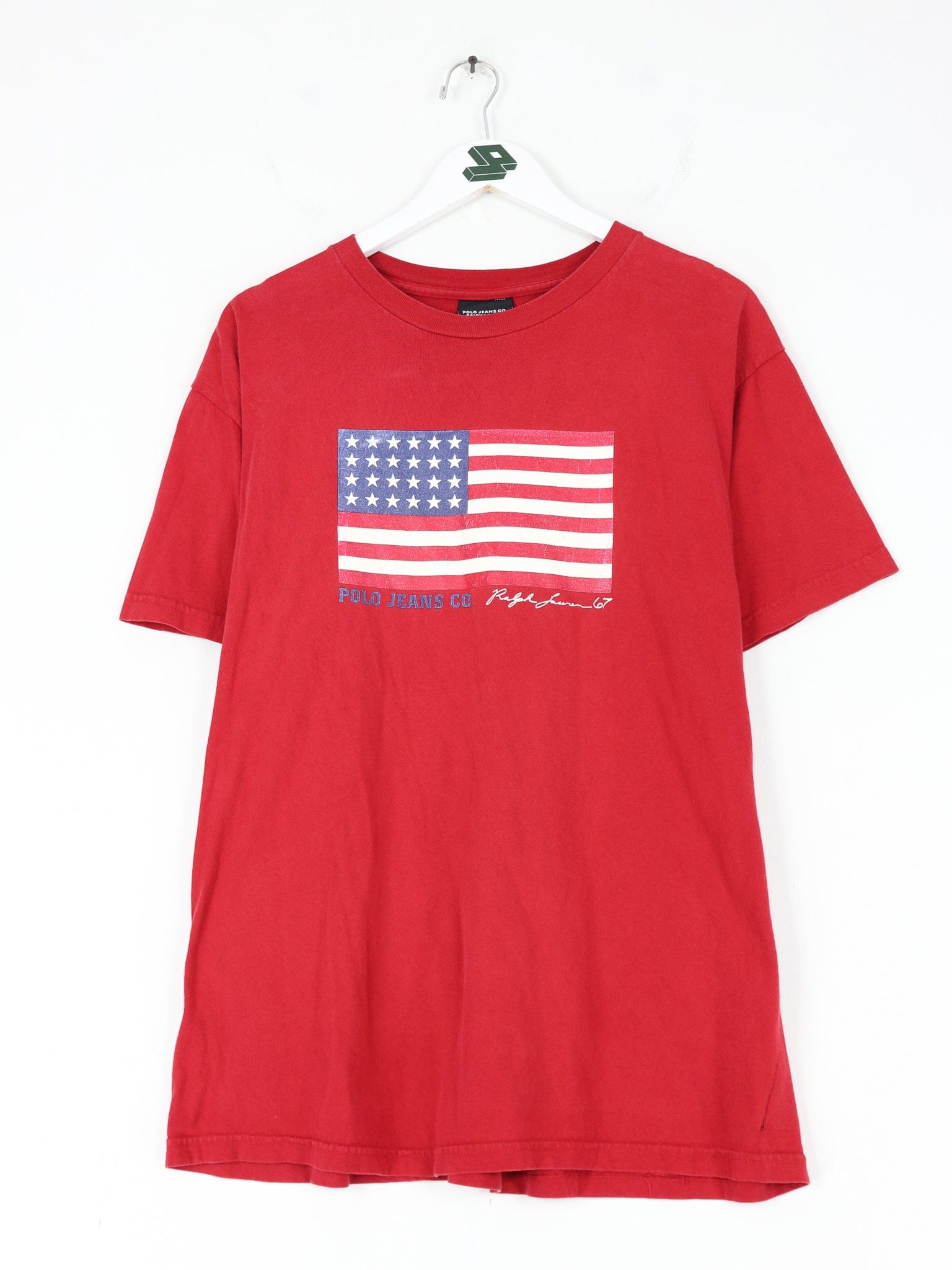Vintage Polo Ralph Lauren T Shirt Mens Large Red USA Flag – Proper Vintage