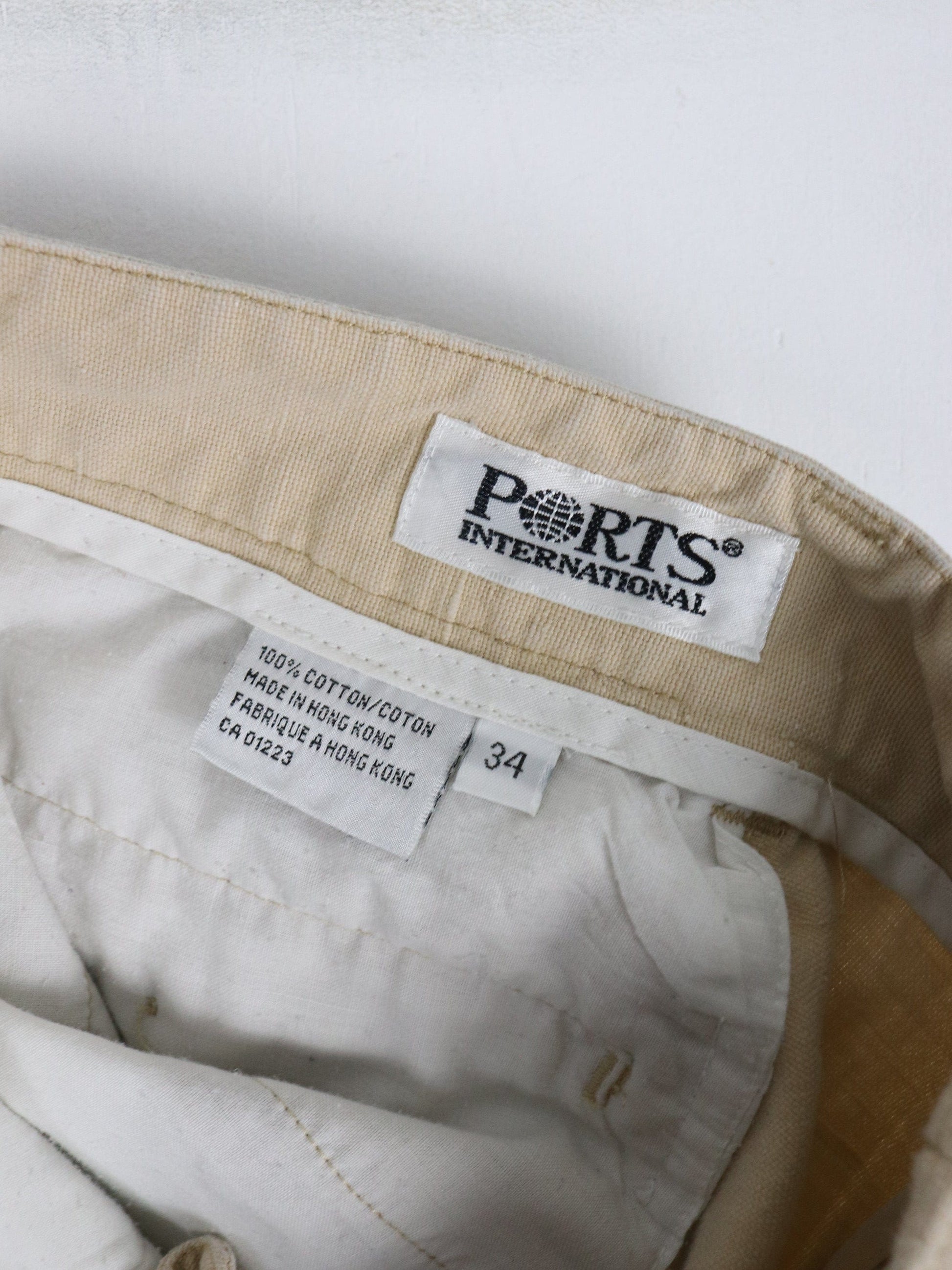 Ports International Pants Mens 34 x 27 Beige Trousers from propervintagecanada