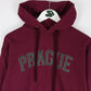 Prague Sweatshirt Mens Small Red Hoodie Spell Out from propervintagecanada